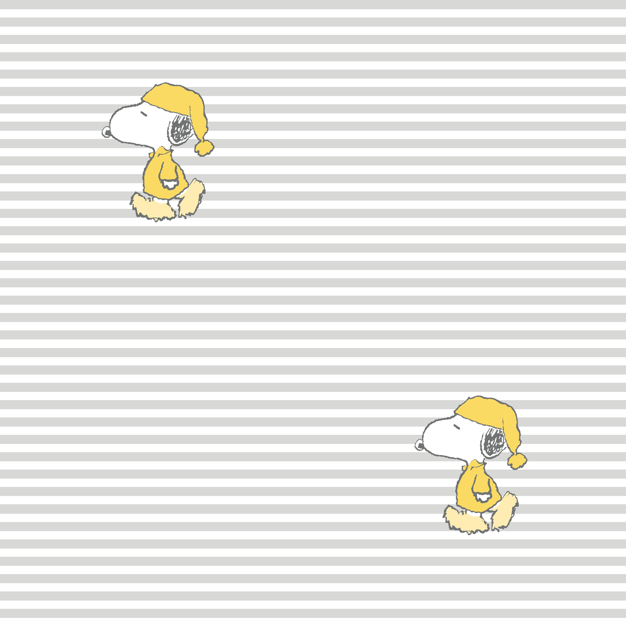2048x2048 Peanuts Snoopy Yellow Hat on Gray Stripes. Peel & Stick Wallpaper
