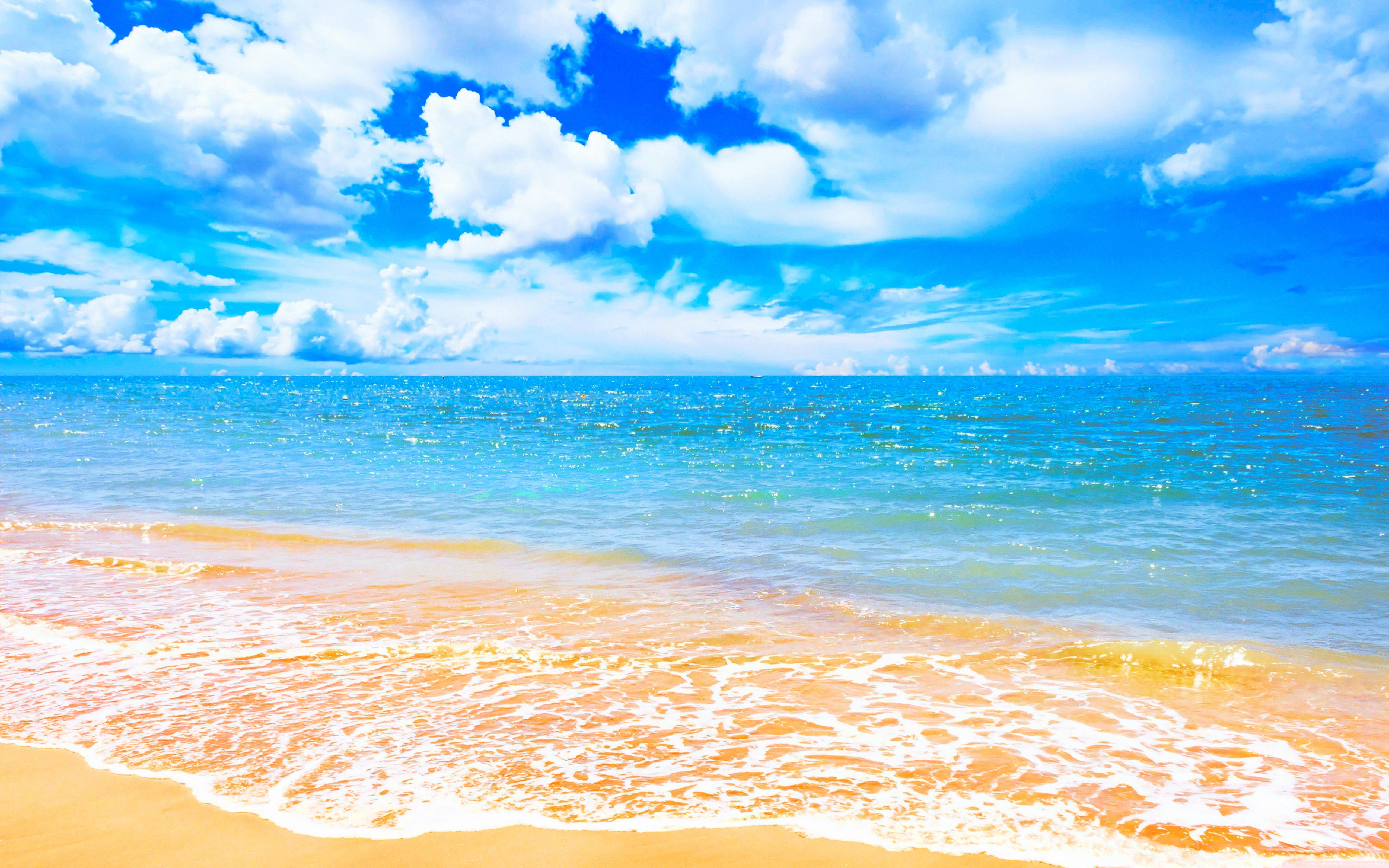 5120x3200 Beautiful Anime Beach Wallpaper