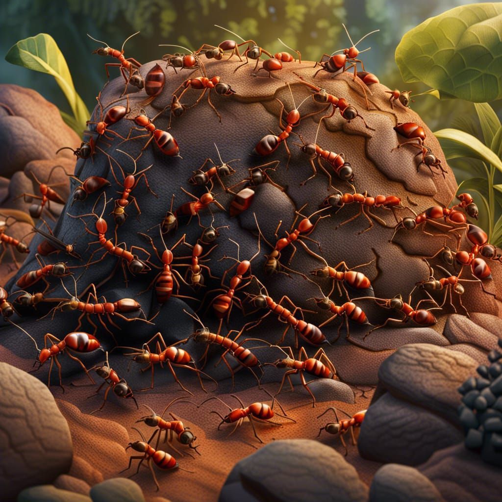 1024x1024 Ant Colony Colony Construction: Detailed Matte Paintin