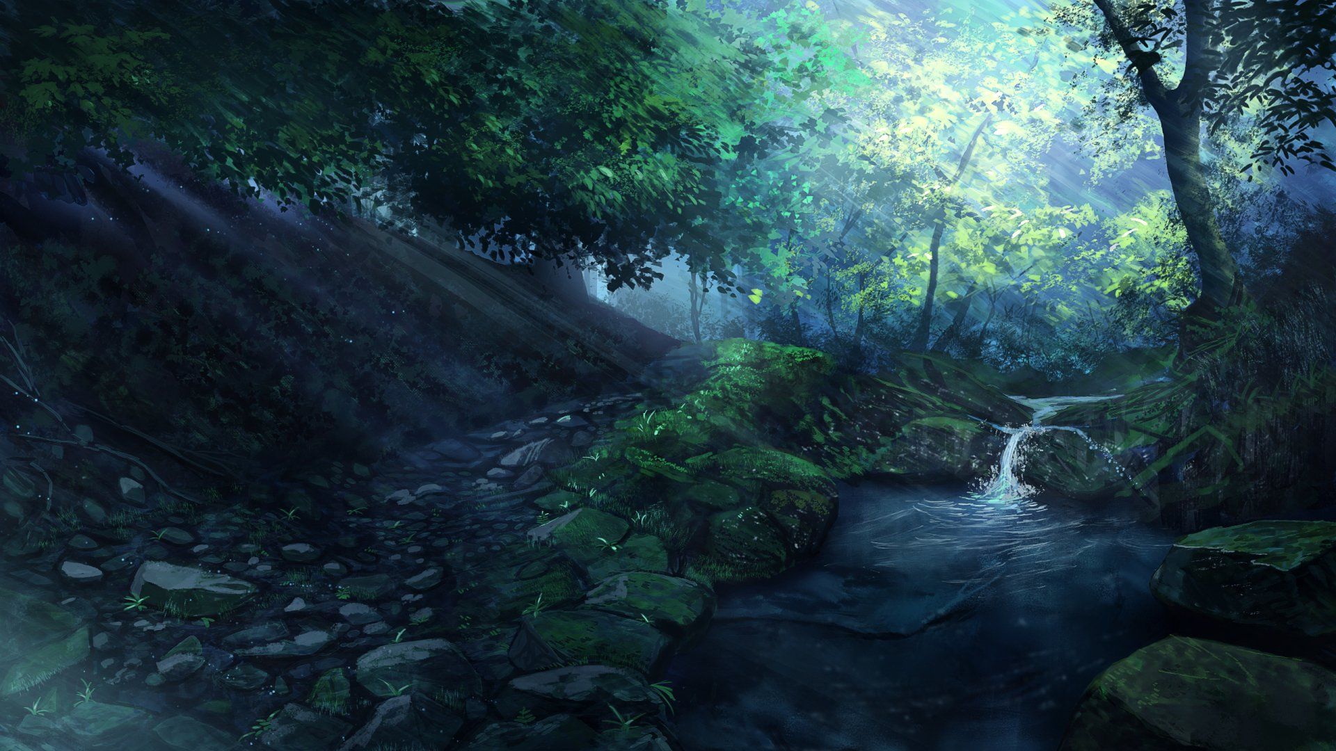 1920x1080 Enchanted Anime Forest Wallpaper by 七條こよみ 仕事募集中x1440