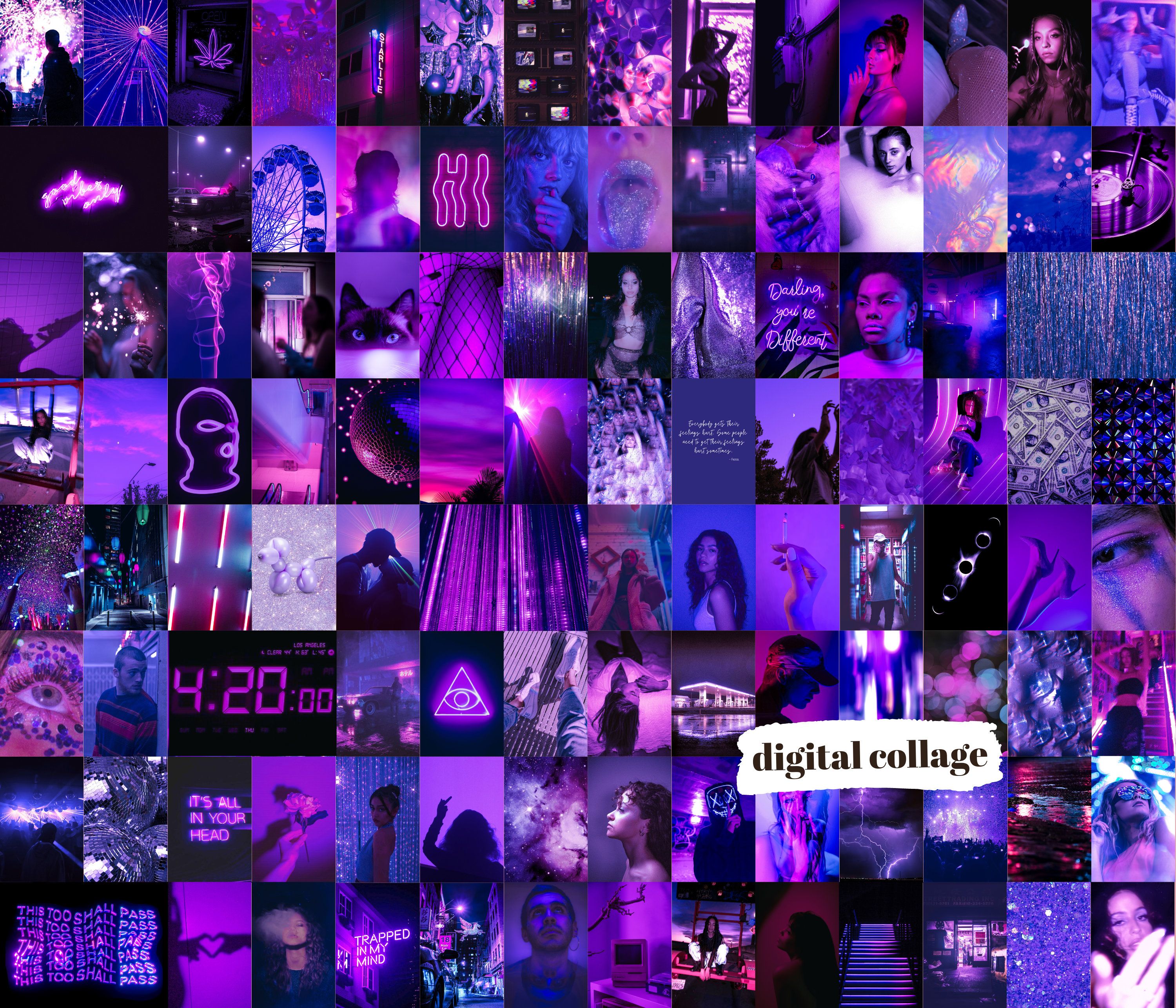 3000x2571 Purple Neon Collage Kit Digital Download Prints. Euphoria Inspiredx 5x 8x10. Printable Wall Art