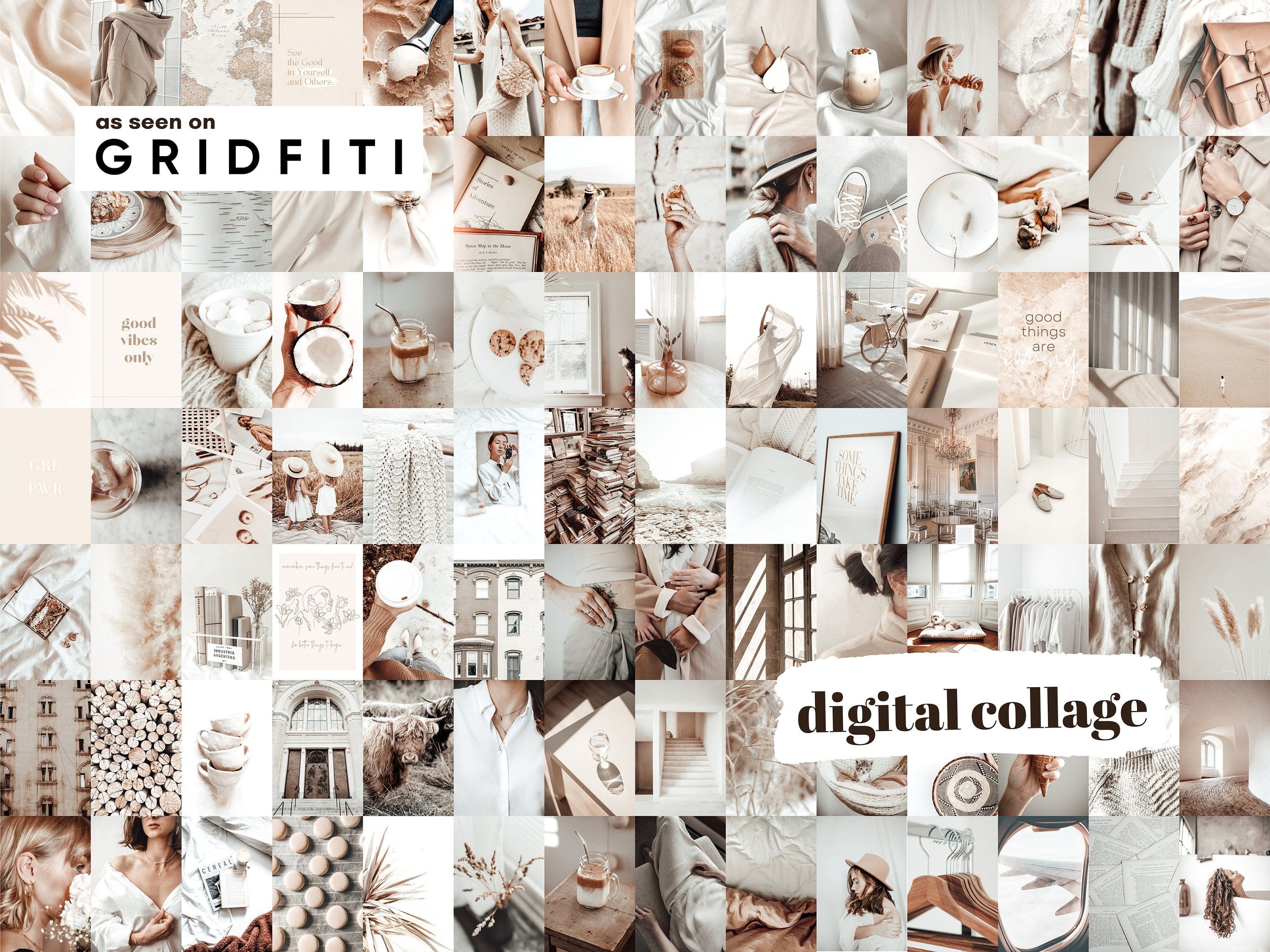 3000x2250 Neutral Beige Aesthetic Collage Kit Piece Photo Set (digital Download)