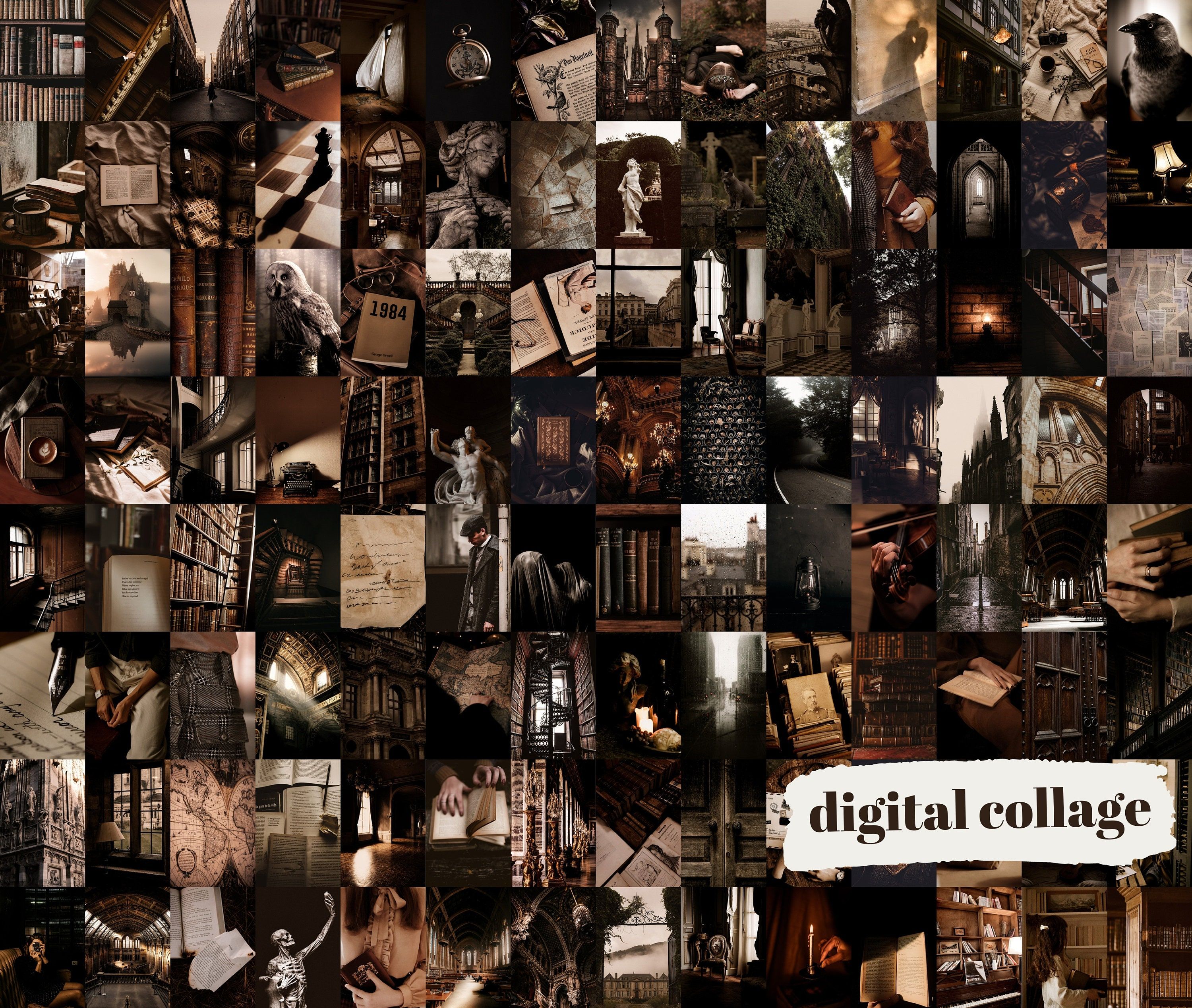 3000x2538 Dark Academia Aesthetic Collage Kit Printable Photo (digital Download)