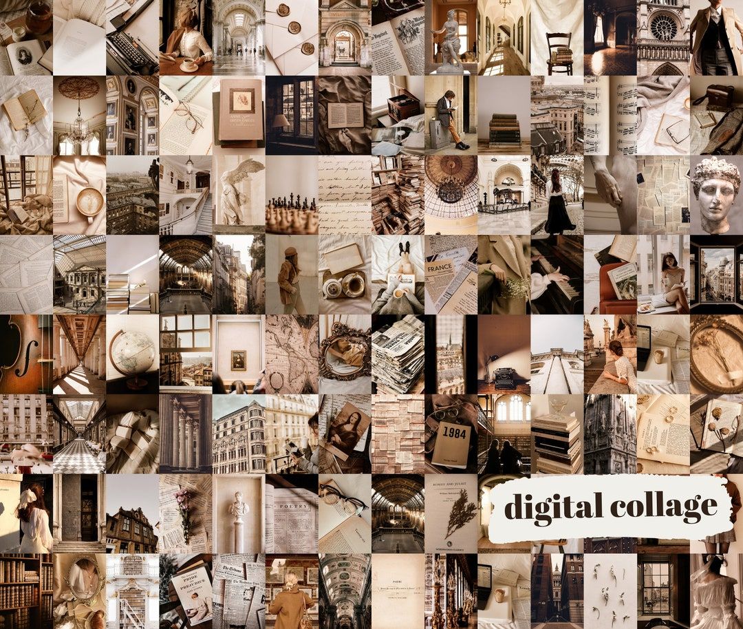 1080x914 Light Academia Aesthetic Collage Kit
