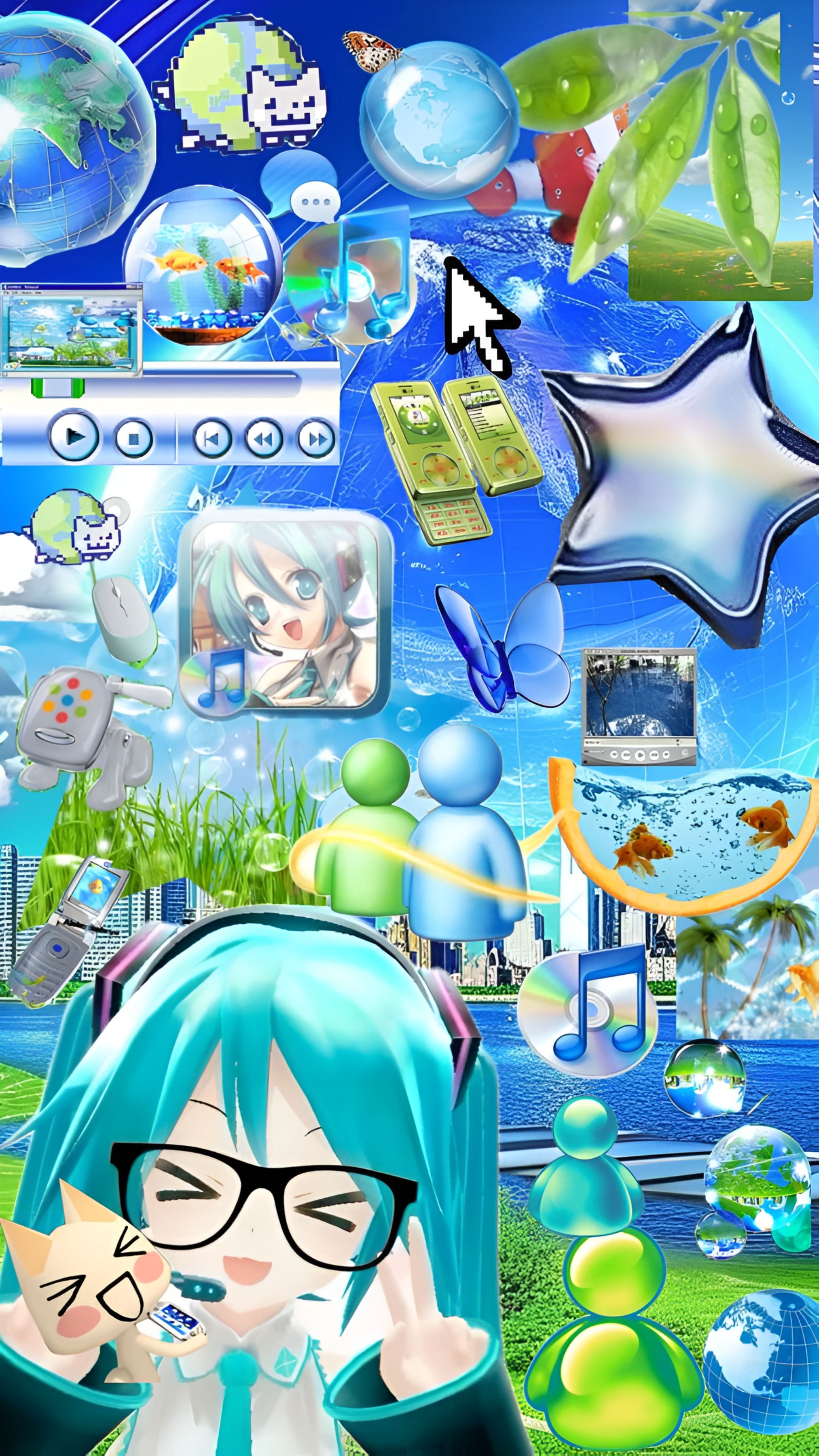 2025x3600 Hatsune Miku Y2K Aesthetic Digital Collage Wallpaperx3600