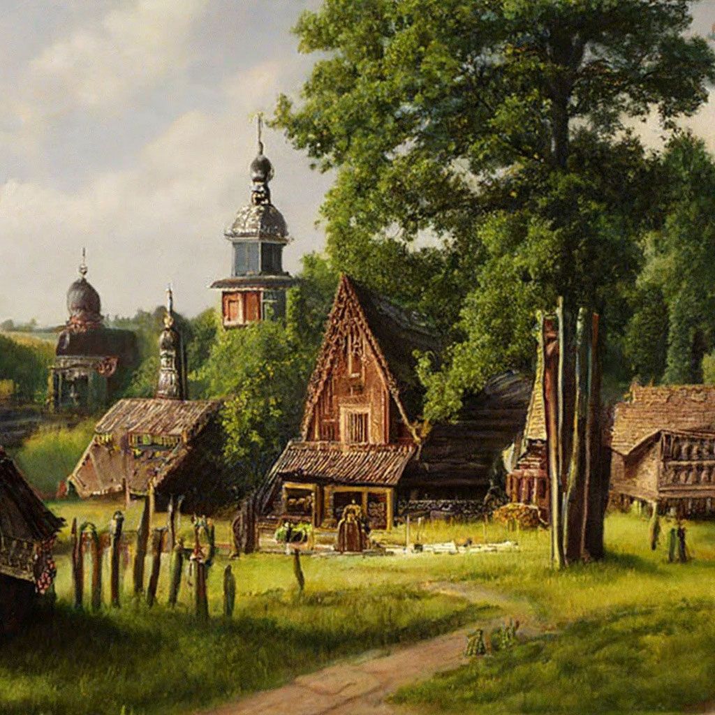 1024x1024 Russian village of the 18th century