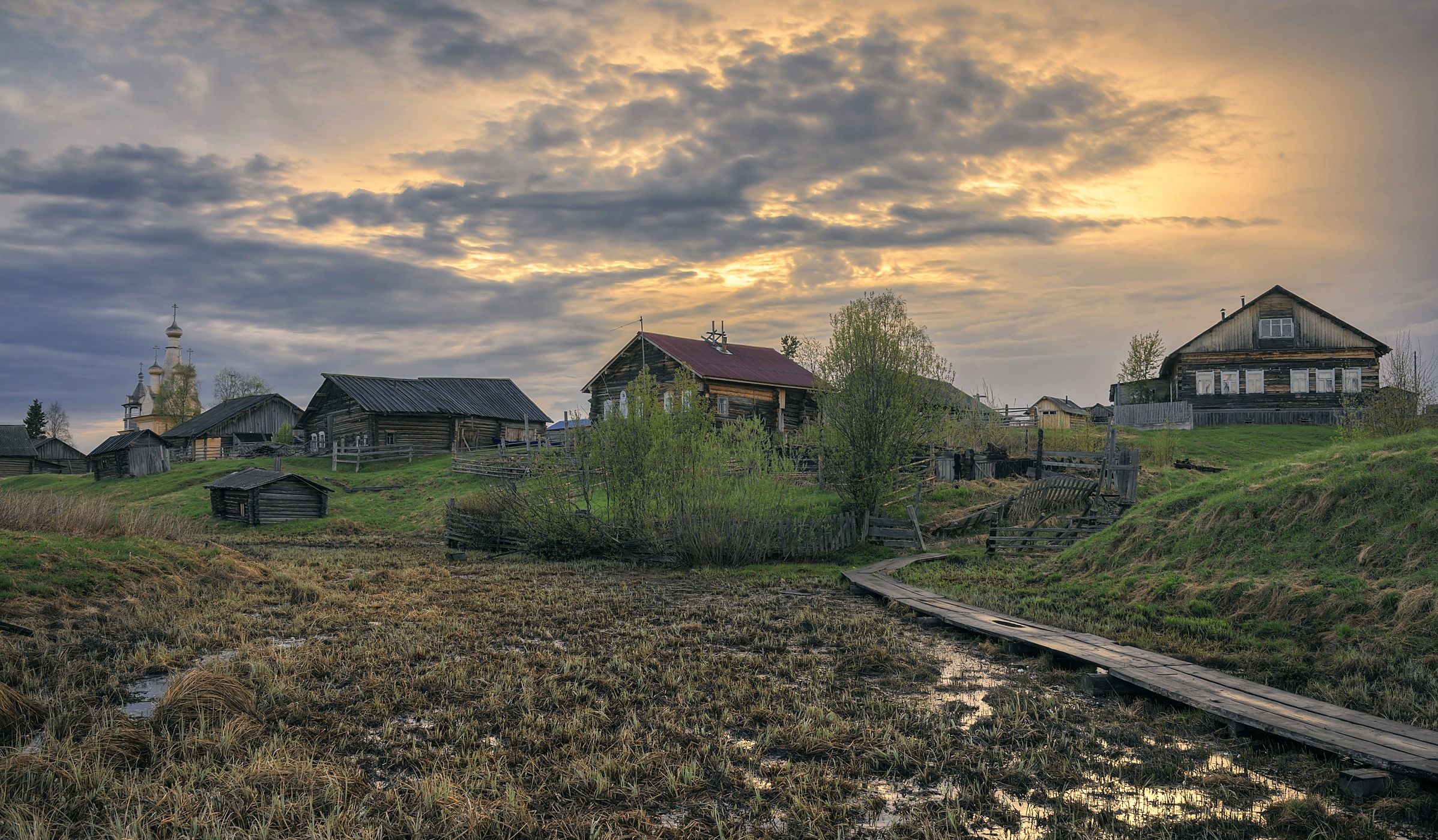 2395x1400 Russia, Village Wallpaper HD / Desktop and Mobile Background