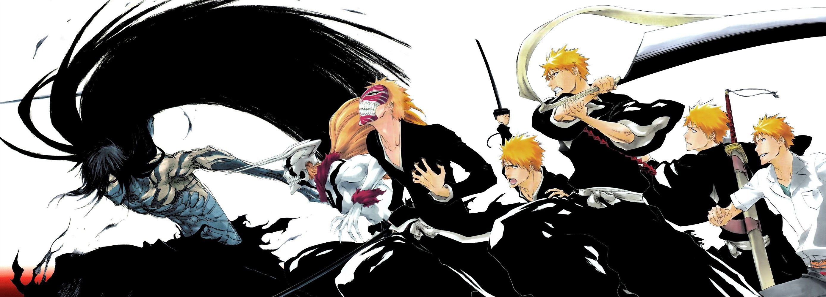 2776x1000 bleach, Japanese, Clothes, Kubo, Tite, Kurosaki, Ichigo, Male, Sword, Weapon Wallpaper HD / Desktop and Mobile Background