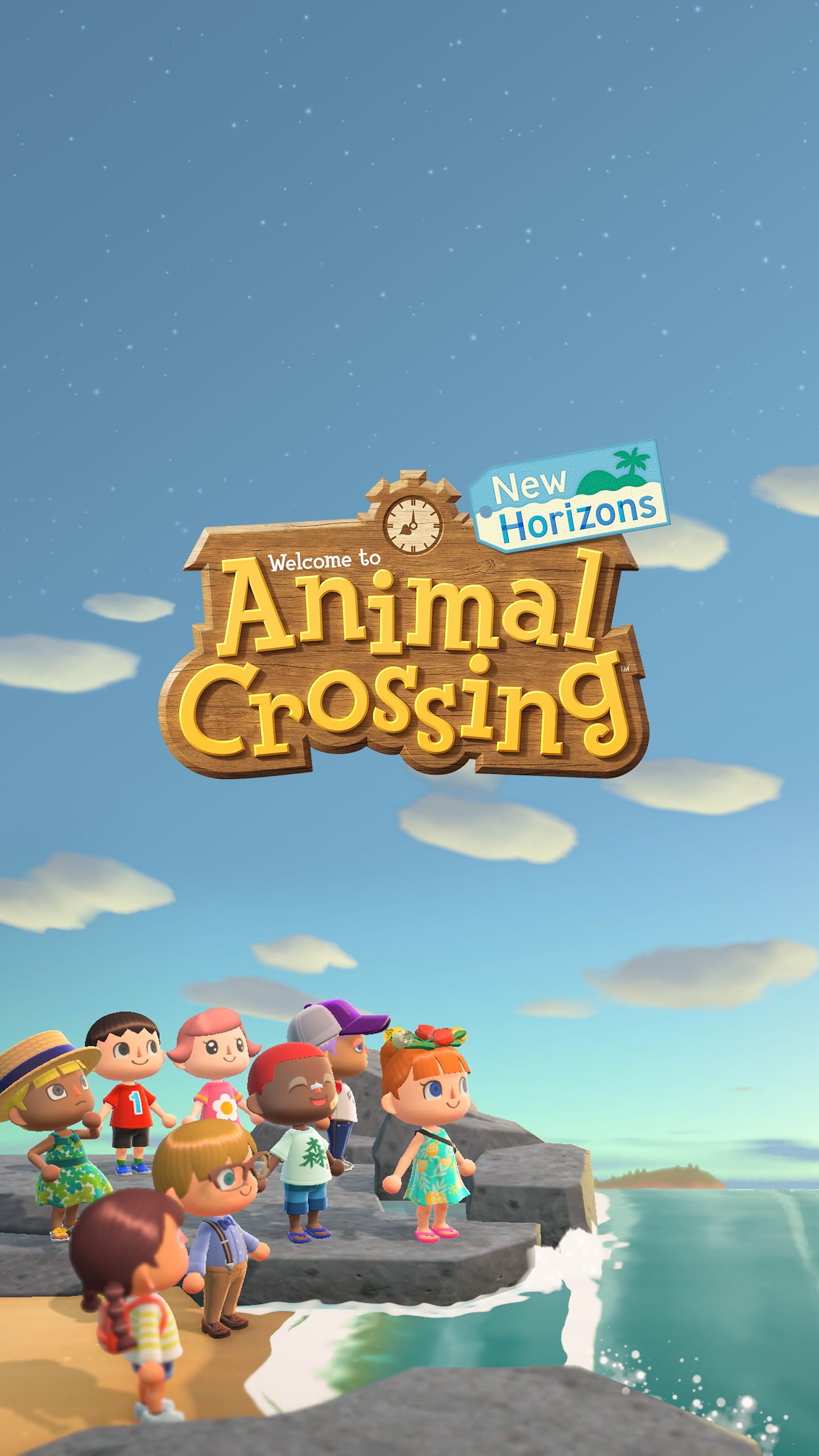 1440x2560 Animal Crossing New Horizons Shoreline Wallpaper with Monocle