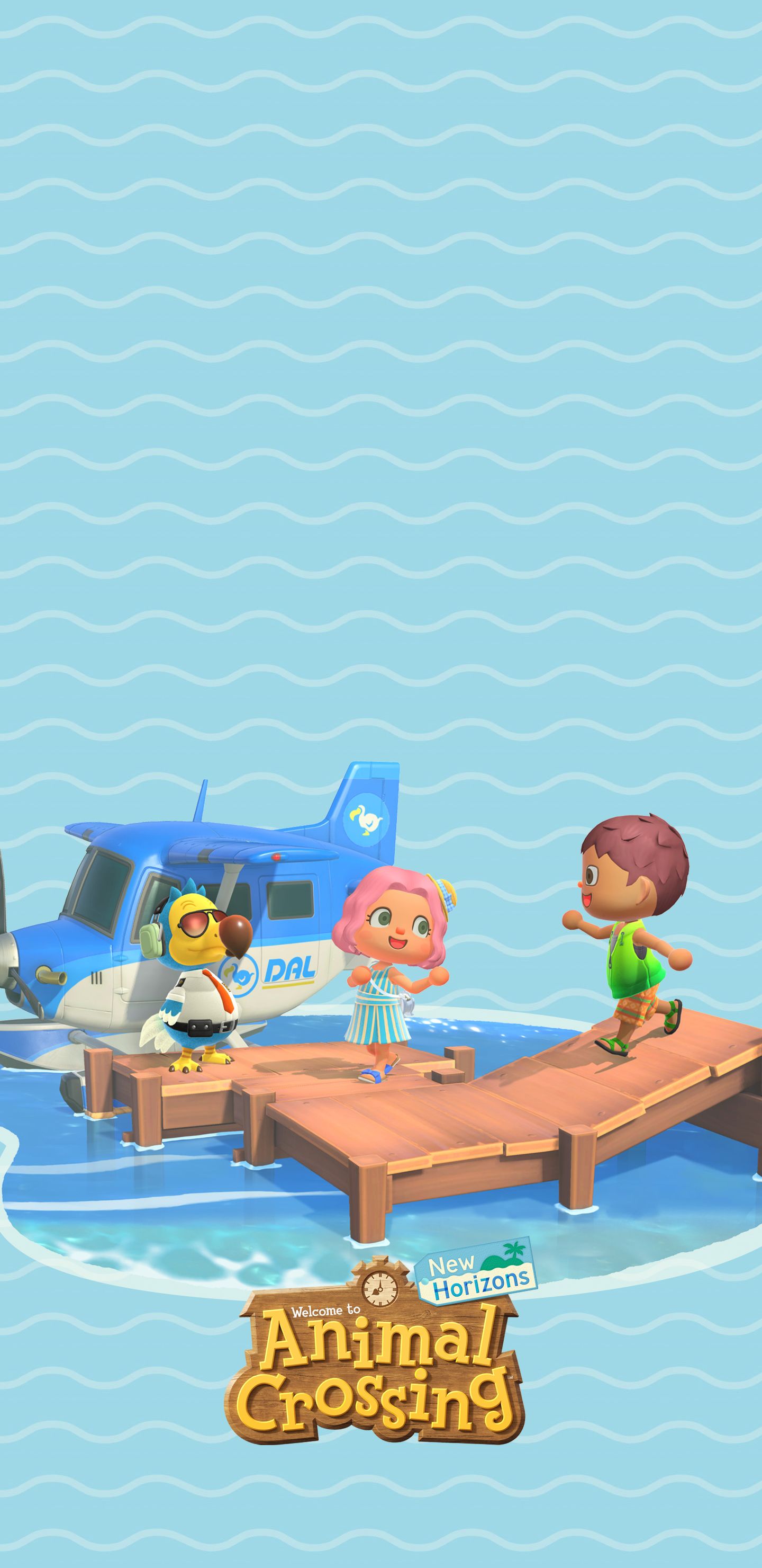 1440x2960 Animal Crossing New Horizons Dodo Airlines Wallpaper with Monocle
