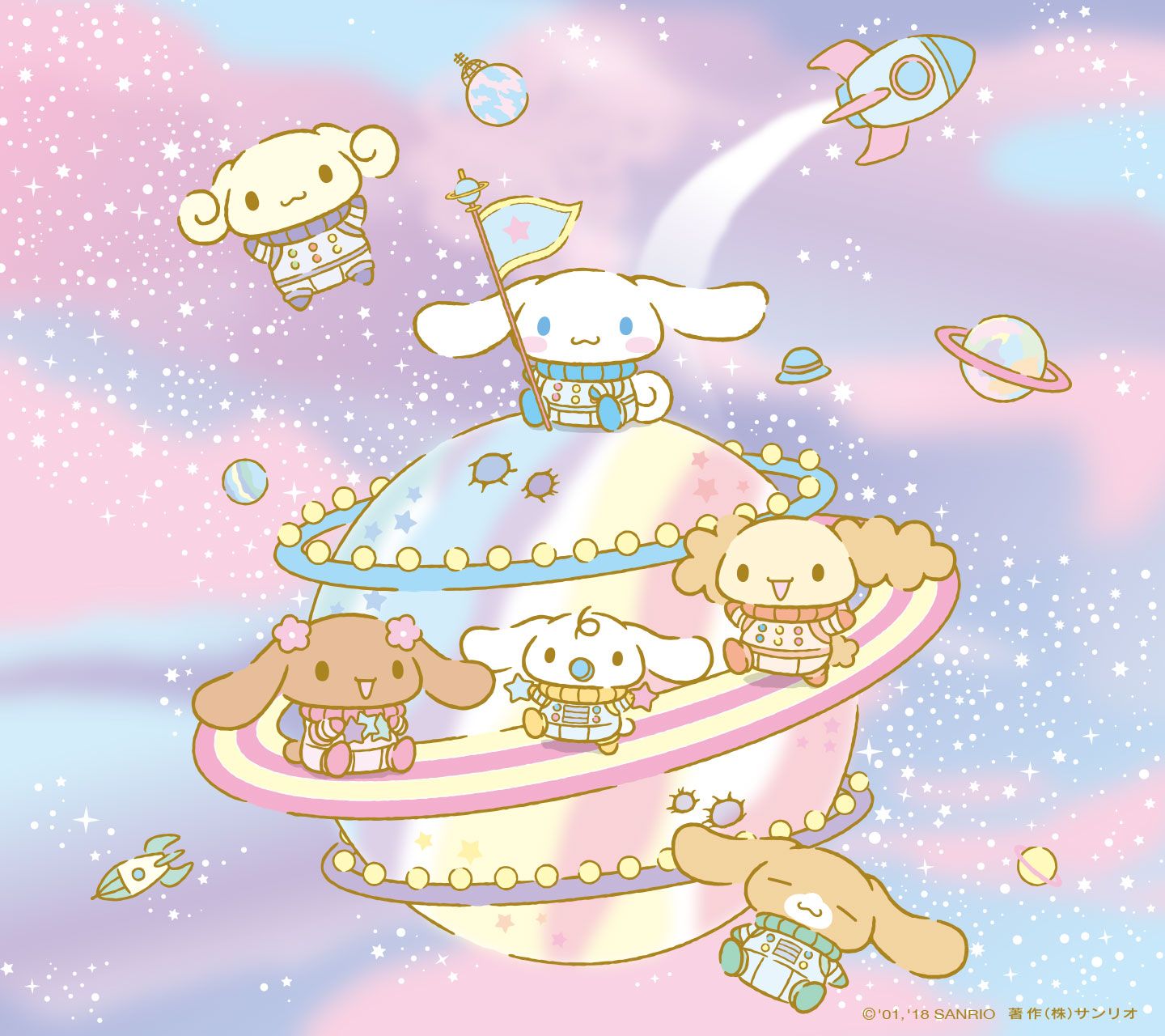 1440x1280 Cute Cinnamoroll Pastel Space Wallpaper For Desktop & Mobile