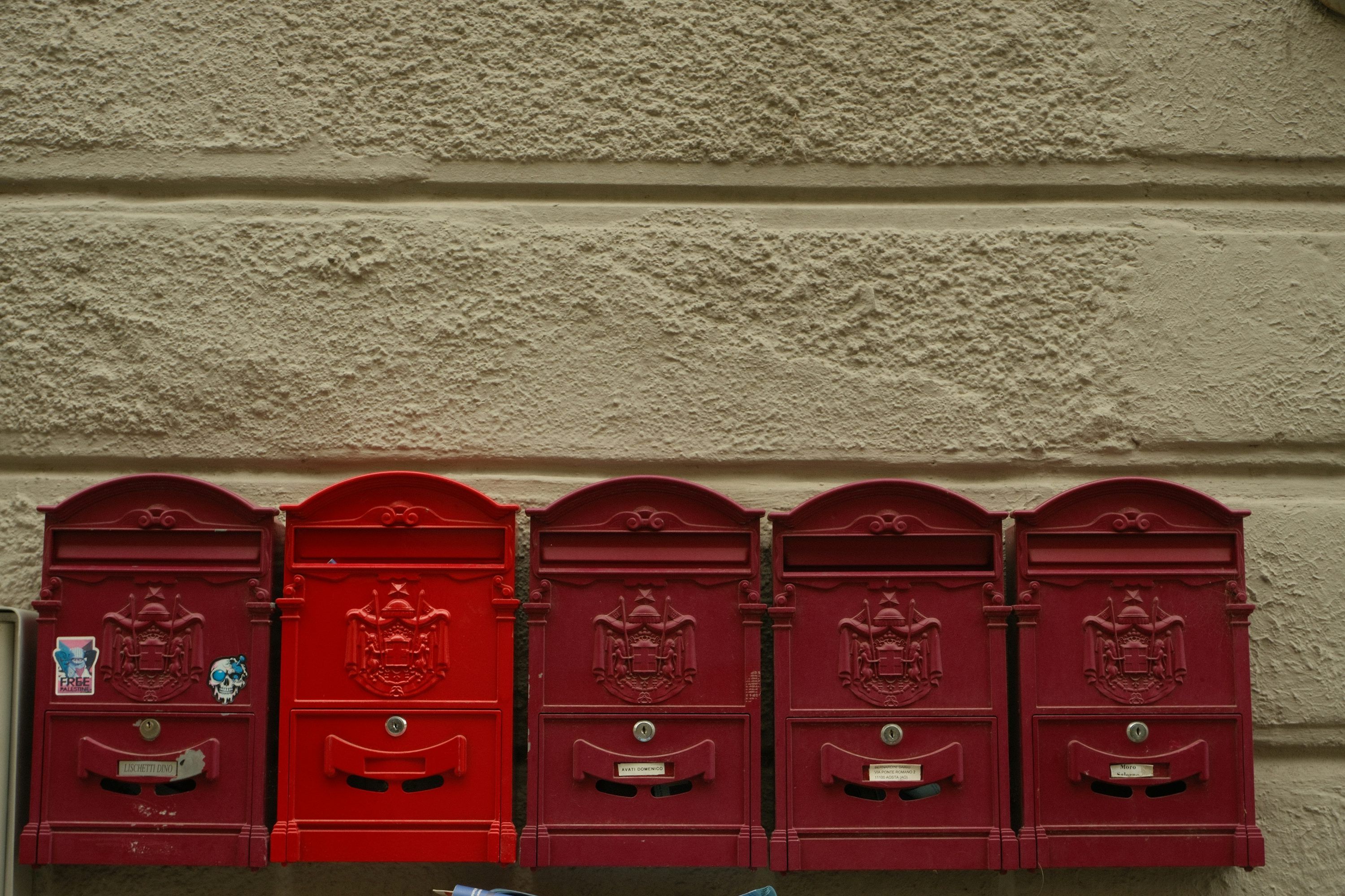 3000x2000 Red mail box on sidewalk during daytime