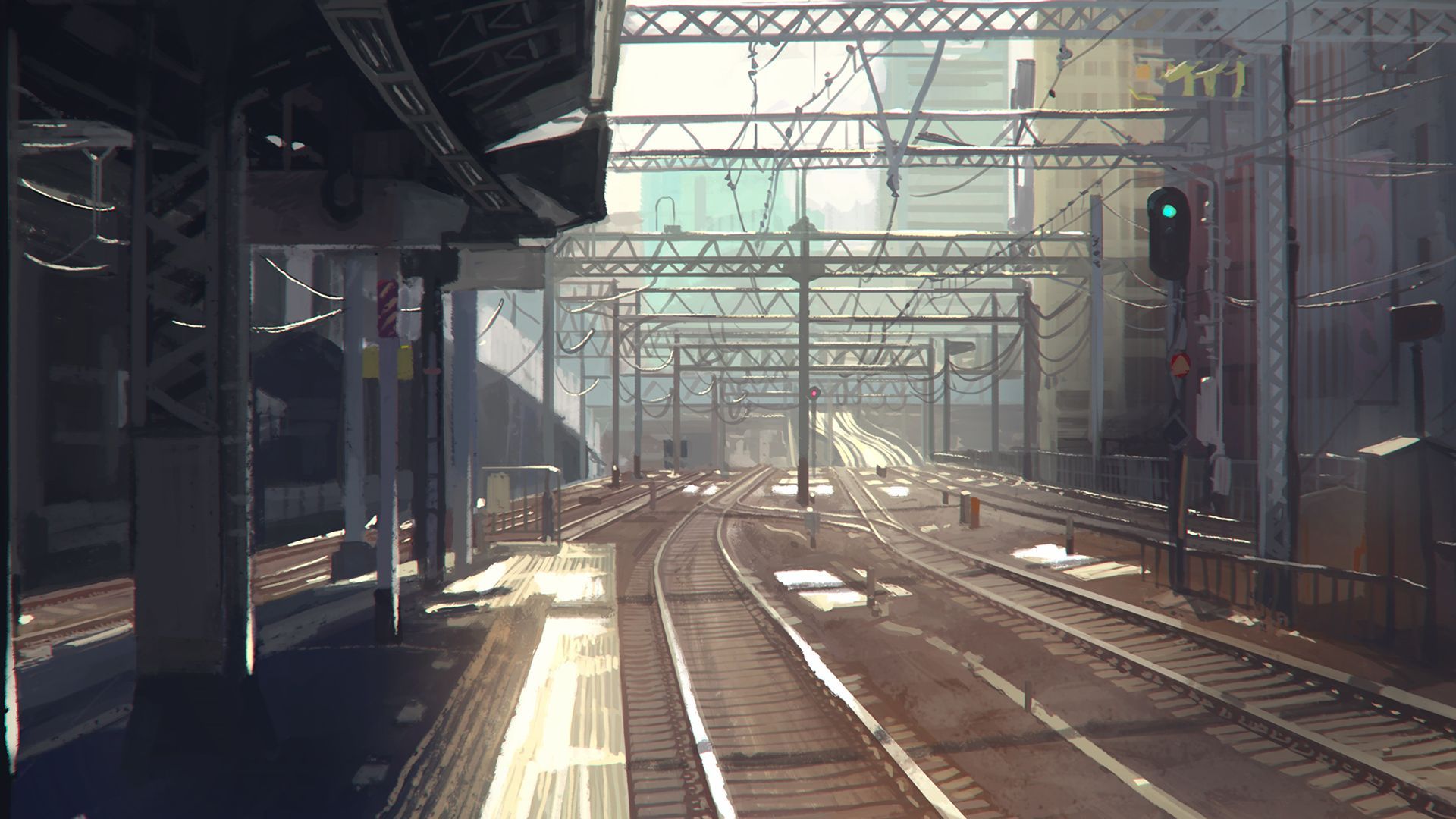 1920x1080 Phone wallpaper: Anime, Original, Train Station 995296