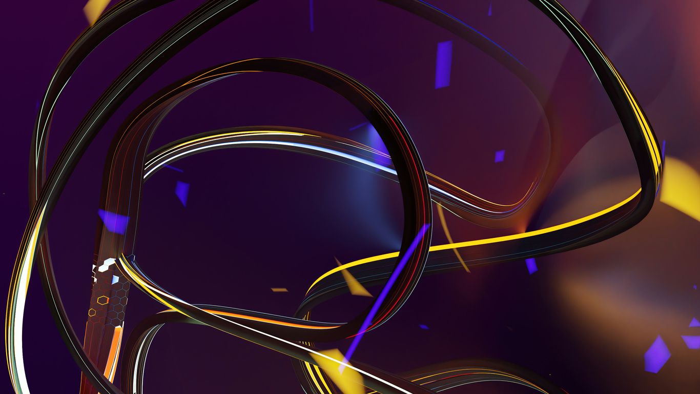 1366x768 Neon Yellow Purple 3D Spiral Abstract Laptop HD , HD 4k Wallpaper , Image, Background, Photos and Picture