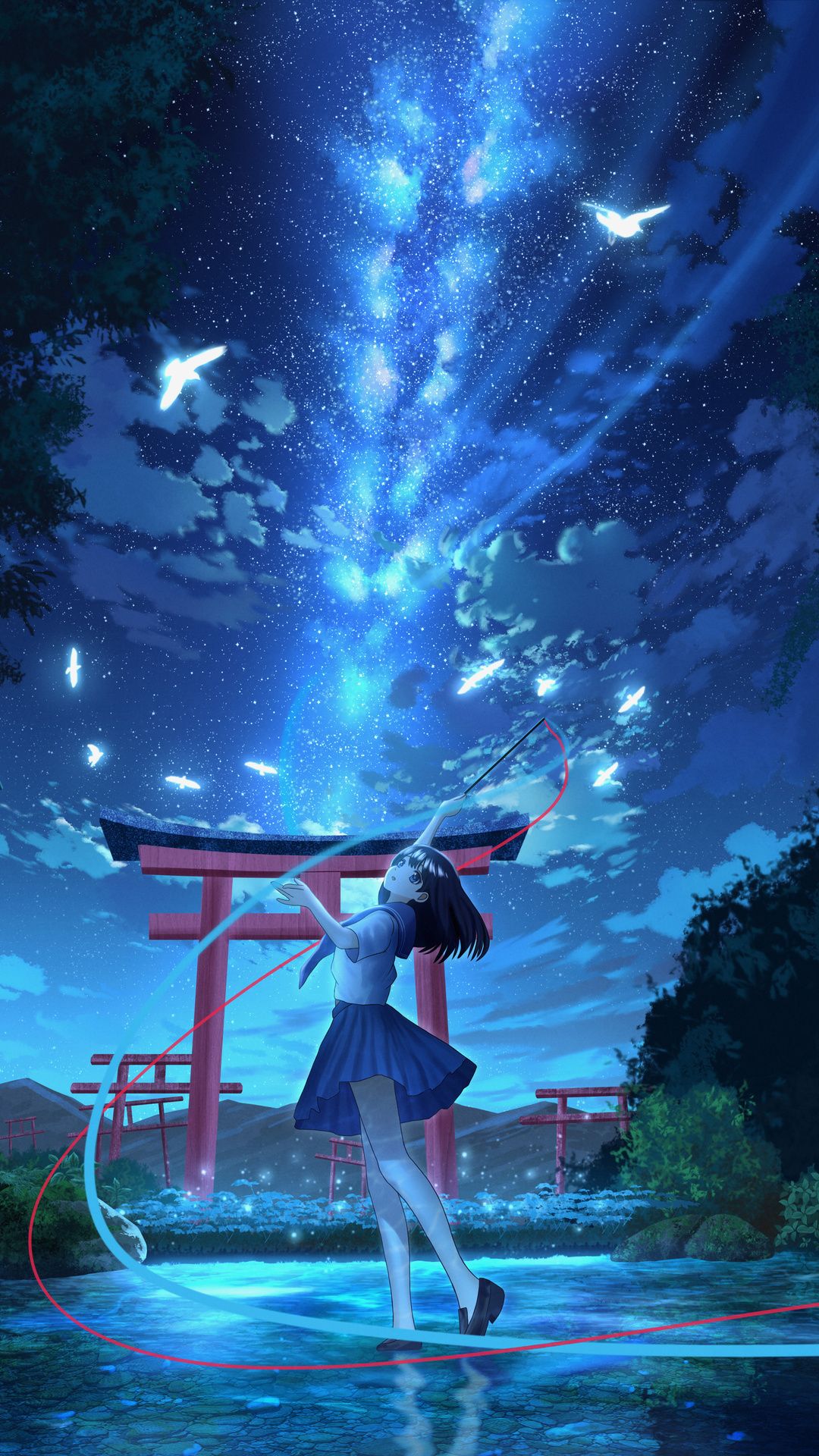 1080x1920 Anime Girl At Illuminated Shrine iPhone 6s, 6 Plus, Pixel xl , One Plus 3t, 5 , HD 4k Wallpaper, Image, Background, Photos and Picture