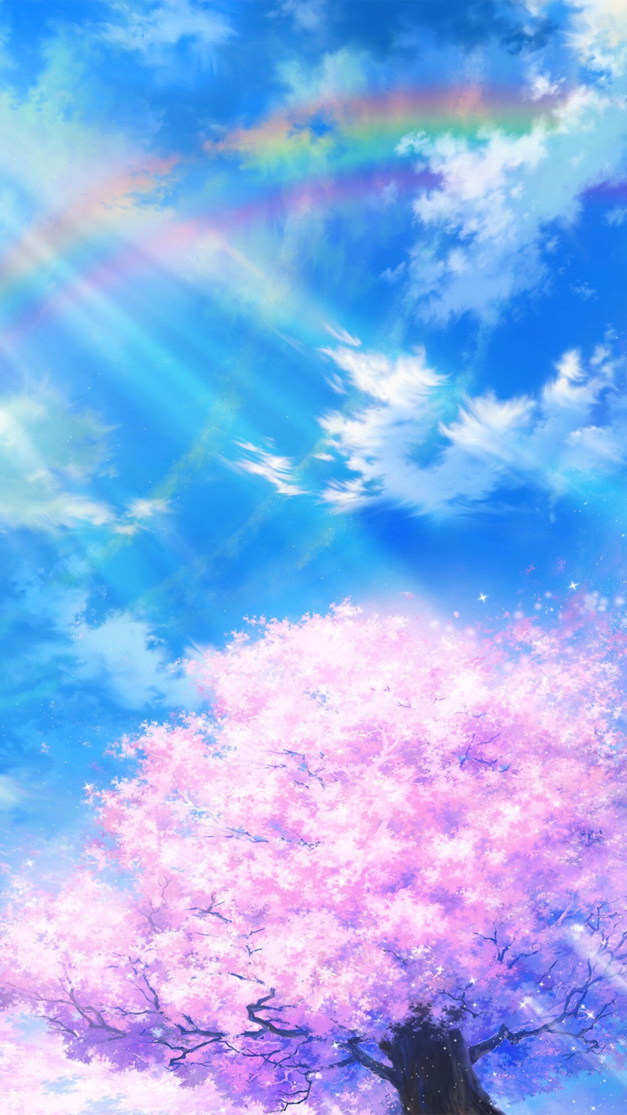 1242x2208 Anime Sky Cloud Spring Art Illustration iPhone 7 Wallpaper