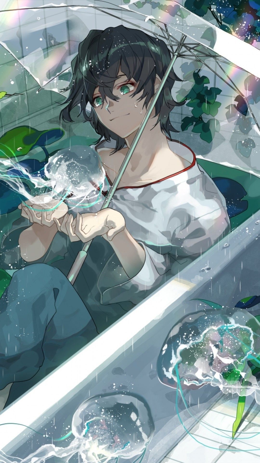 1080x1920 Green Anime iPhone Wallpaper