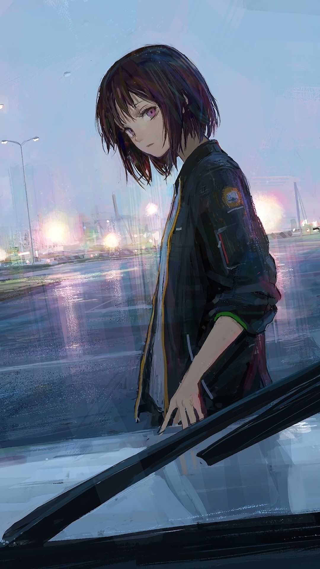 1080x1920 Anime Girl Cars 4K Wallpaper HD