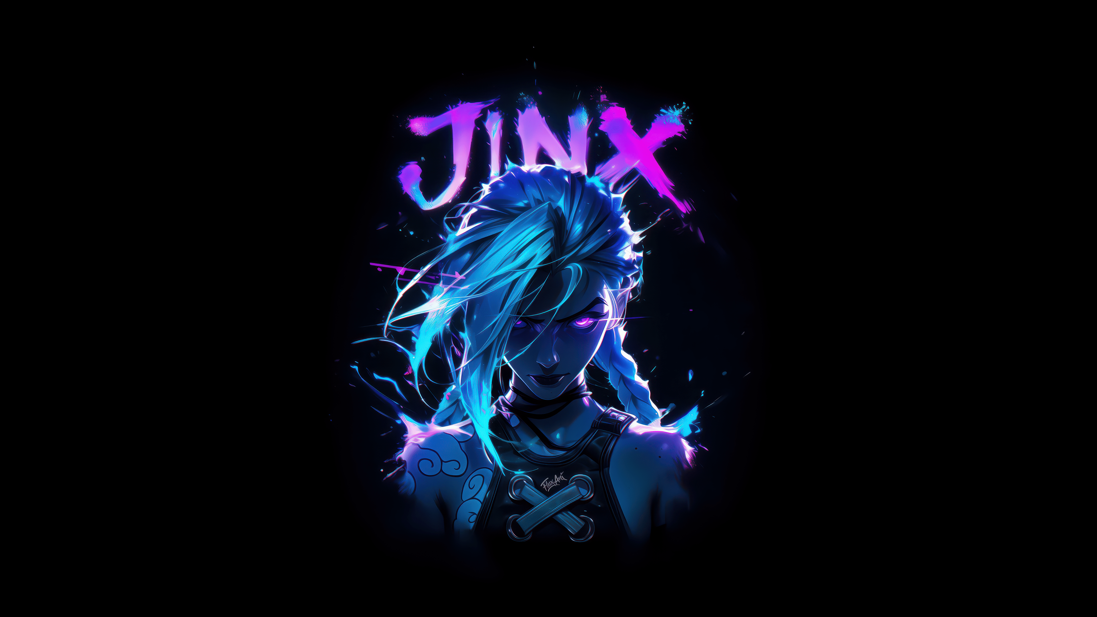 3840x2160 Arcane Jinx Wallpaper 4K, Neon art, League of Legends