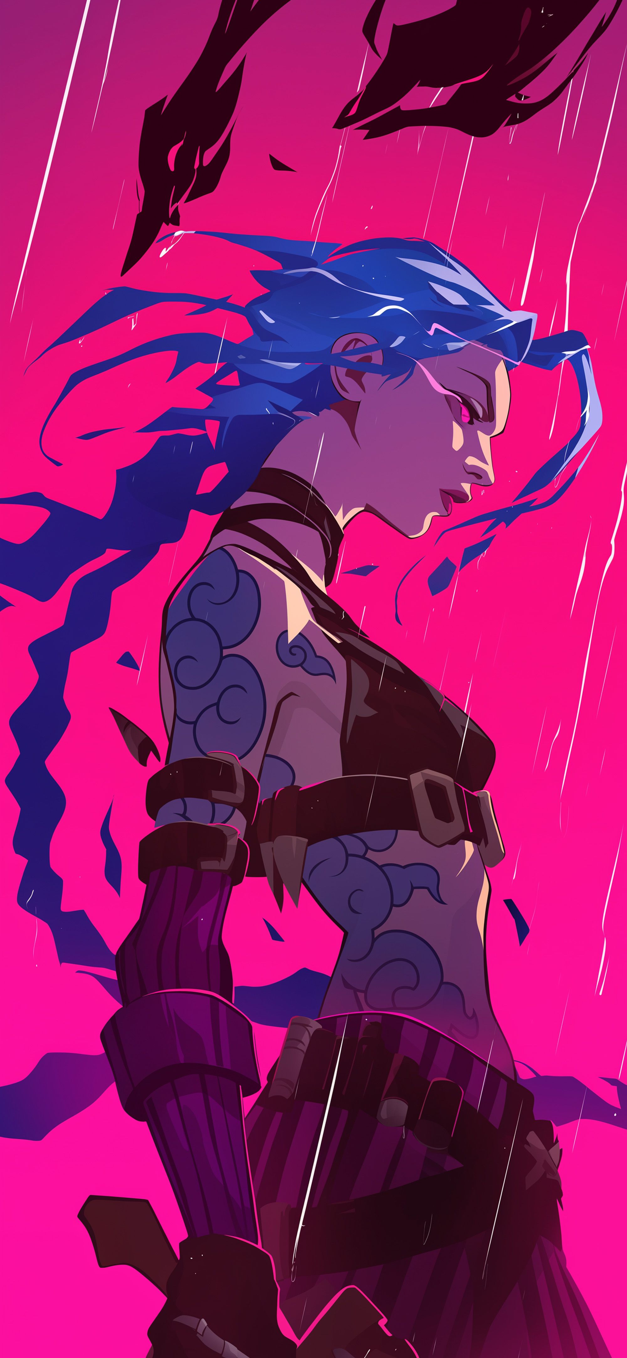 2000x4329 Jinx Neon Rain Arcane Wallpaper iPhone Wallpaper HD