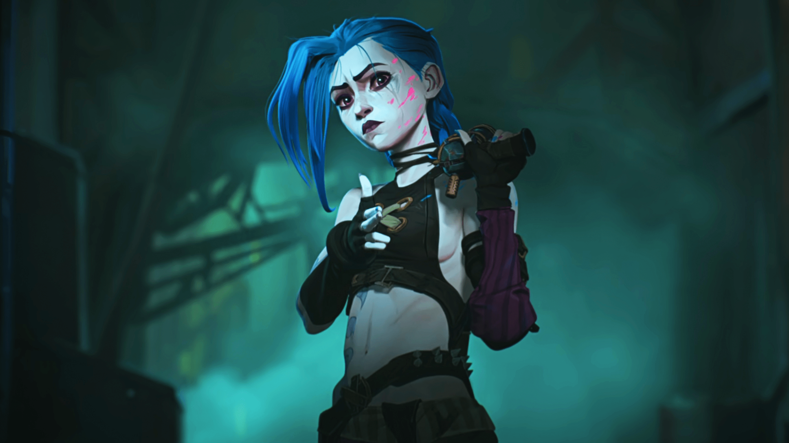 2560x1440 Simple 1440p Jinx Wallpaper from Arcane S2