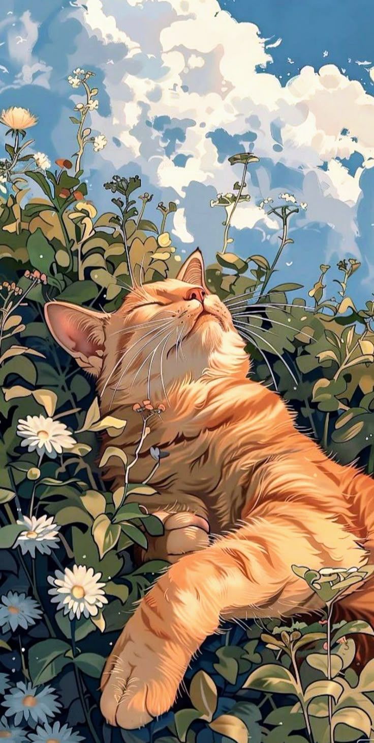736x1459 Le Cat Taking a Peaceful Nap. Zen cat, Cat iphone wallpaper aesthetic, Cat art aesthetic