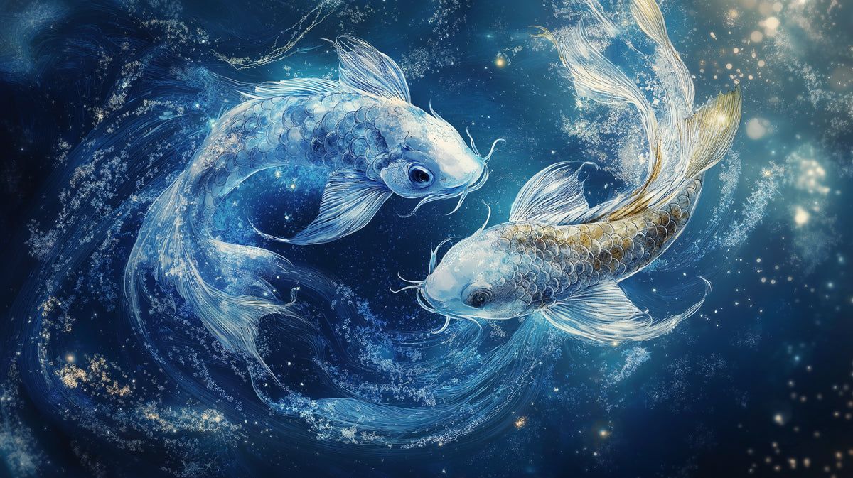 1200x673 Pisces Celestial Fish Mural Wallpaper