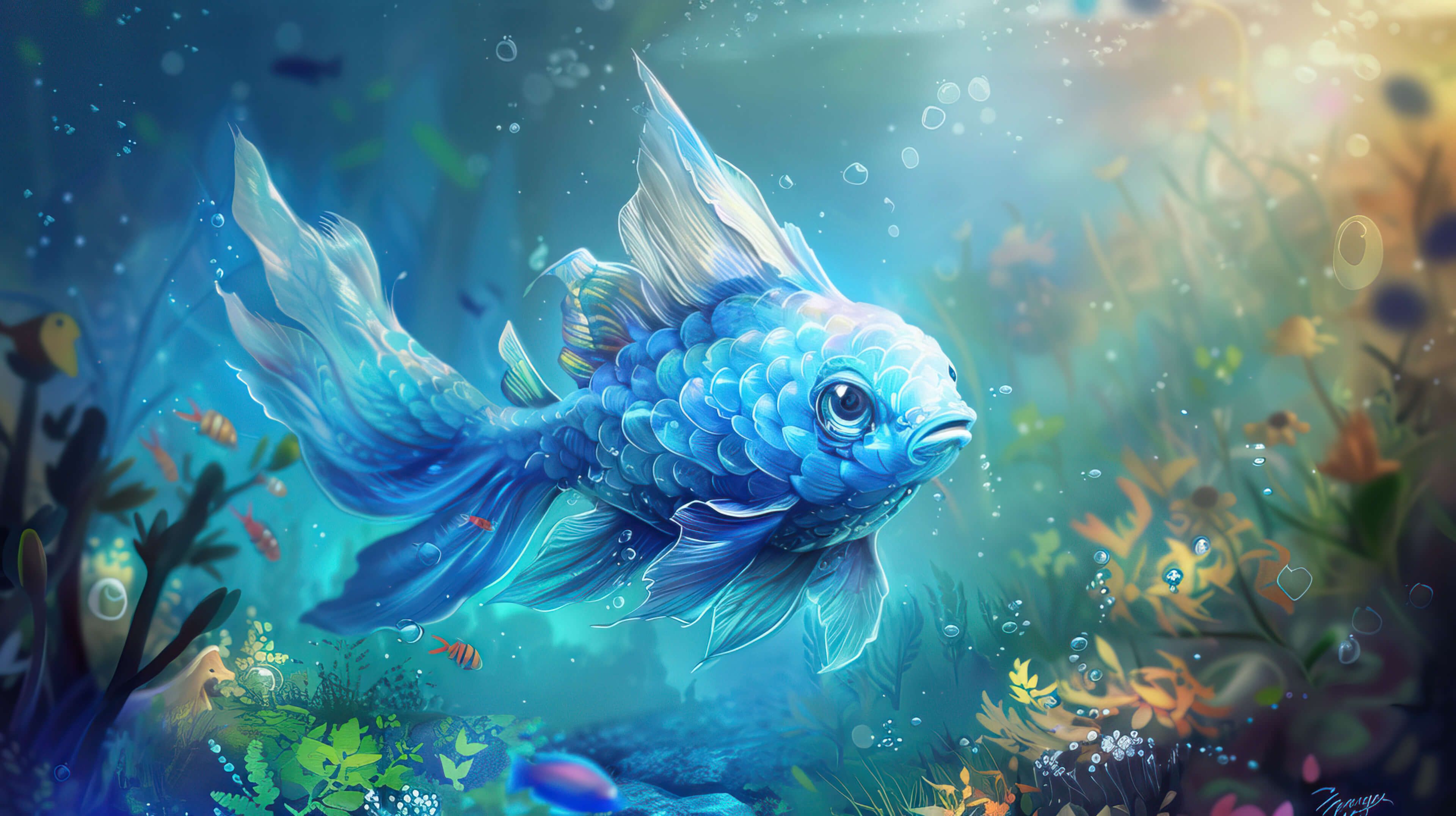 3840x2152 Blue Fish Wallpaper, Free, 4k