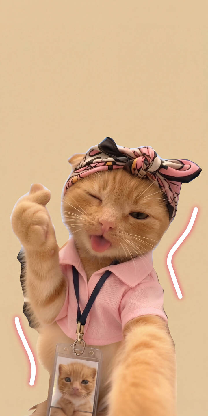 720x1440 Cute Cat Selfie Wallpaper