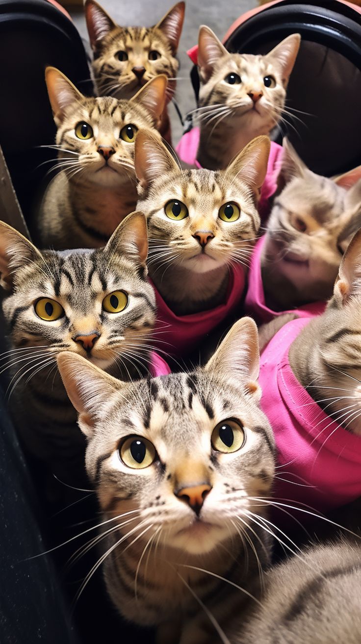 736x1313 Cats Huddling Up In A Group Looking At Camera For Cat PFP Cat Wallpaper Cat Aesthetic