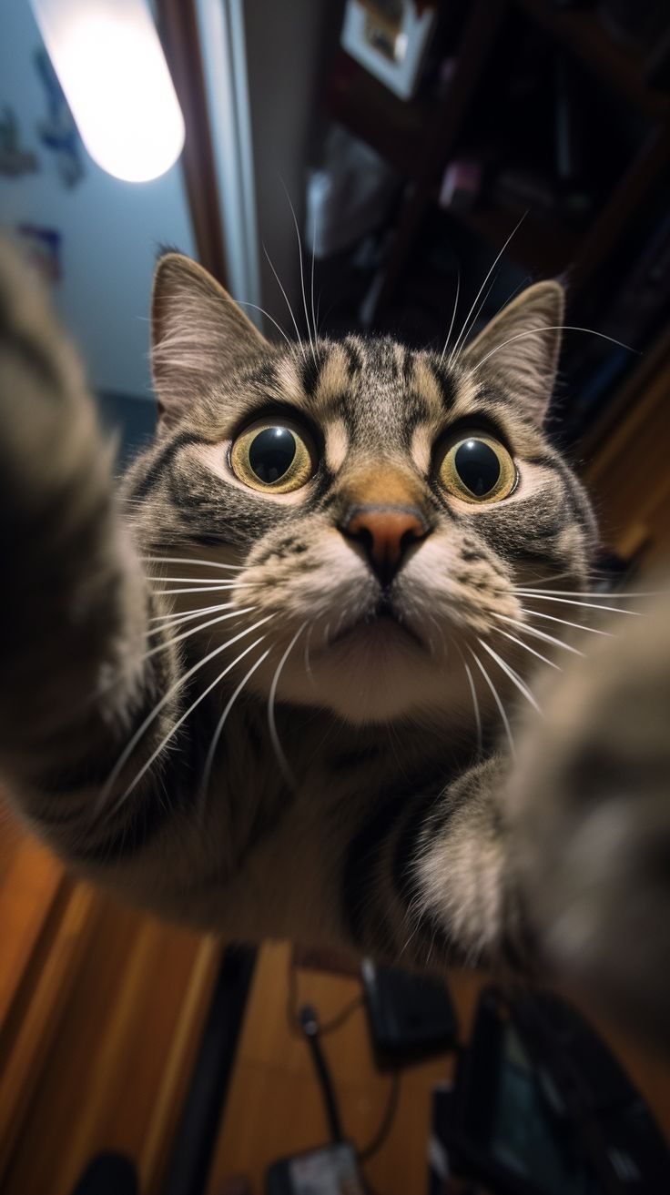 736x1313 Funny cat in camera. Cat looking close to camera, Cat taking selfies wallpaper, Cat 8k