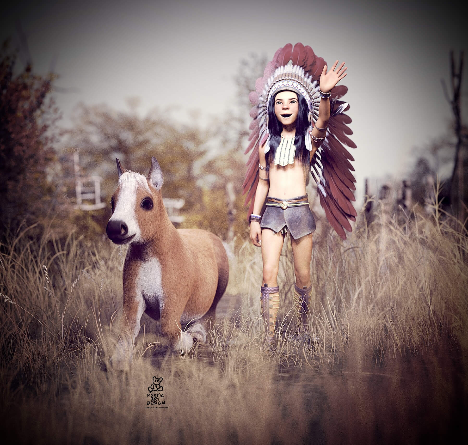 1796x1707 Little Winnetou 3D Render, Digital Art