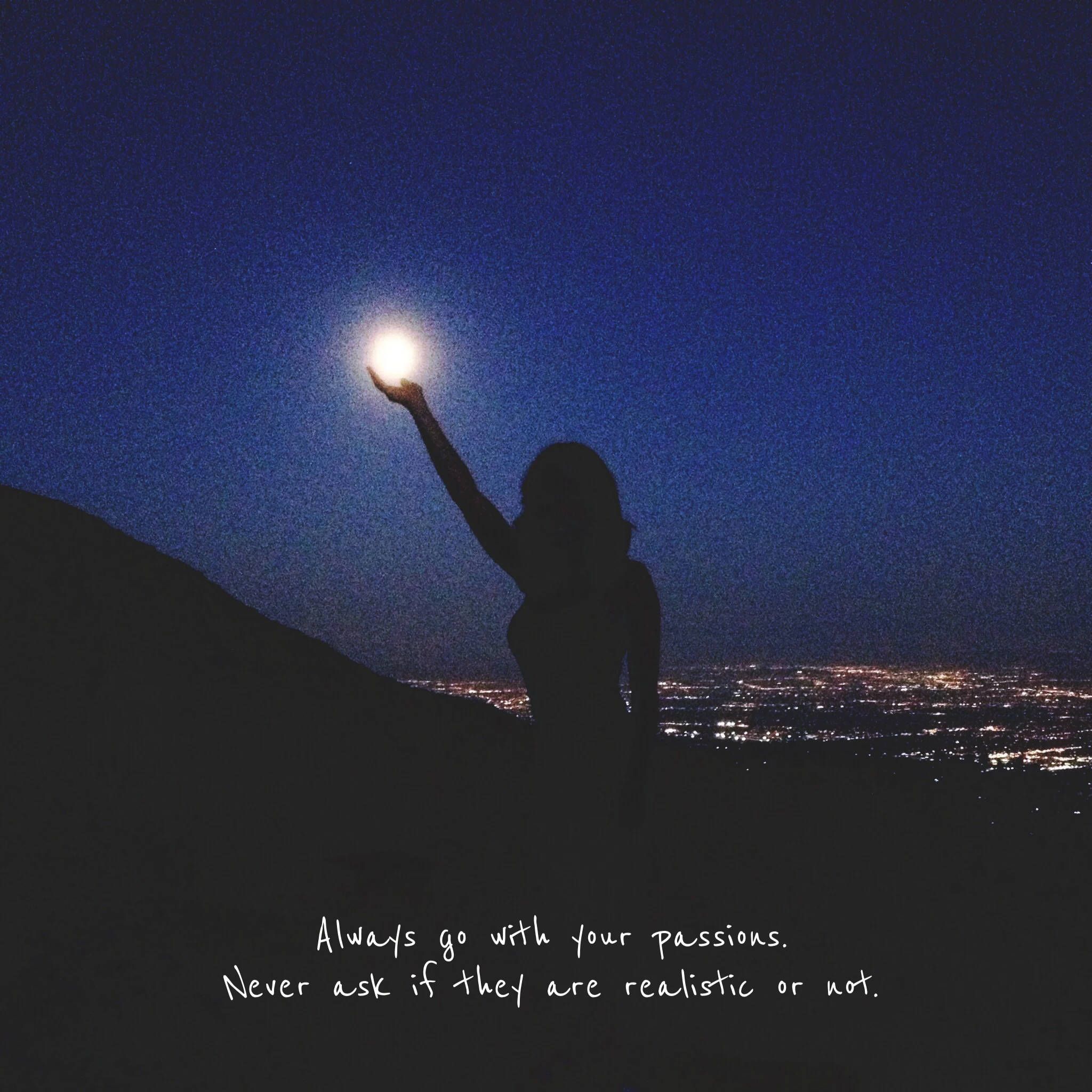 2048x2048 Download Woman Silhouette With Moon Quotes Wallpaper