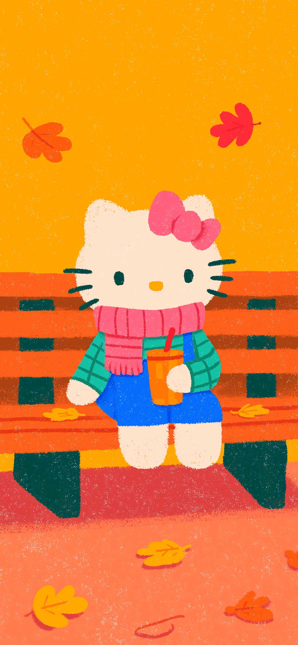 1180x2554 Hello Kitty Autumn Aesthetic Wallpaper Phone Wallpaper