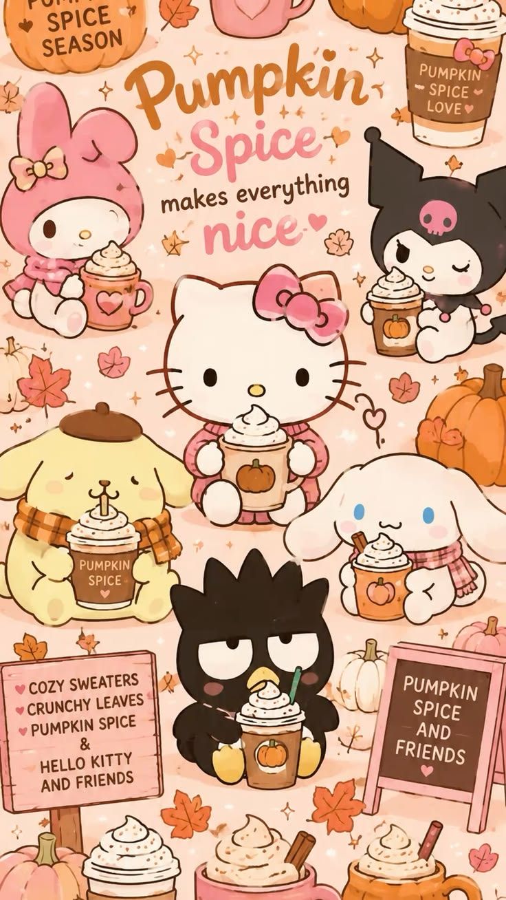 736x1308 Thanksgiving hello kitty background. Hello kitty thanksgiving wallpaper, Hello kitty halloween and fall wallpaper, Fall