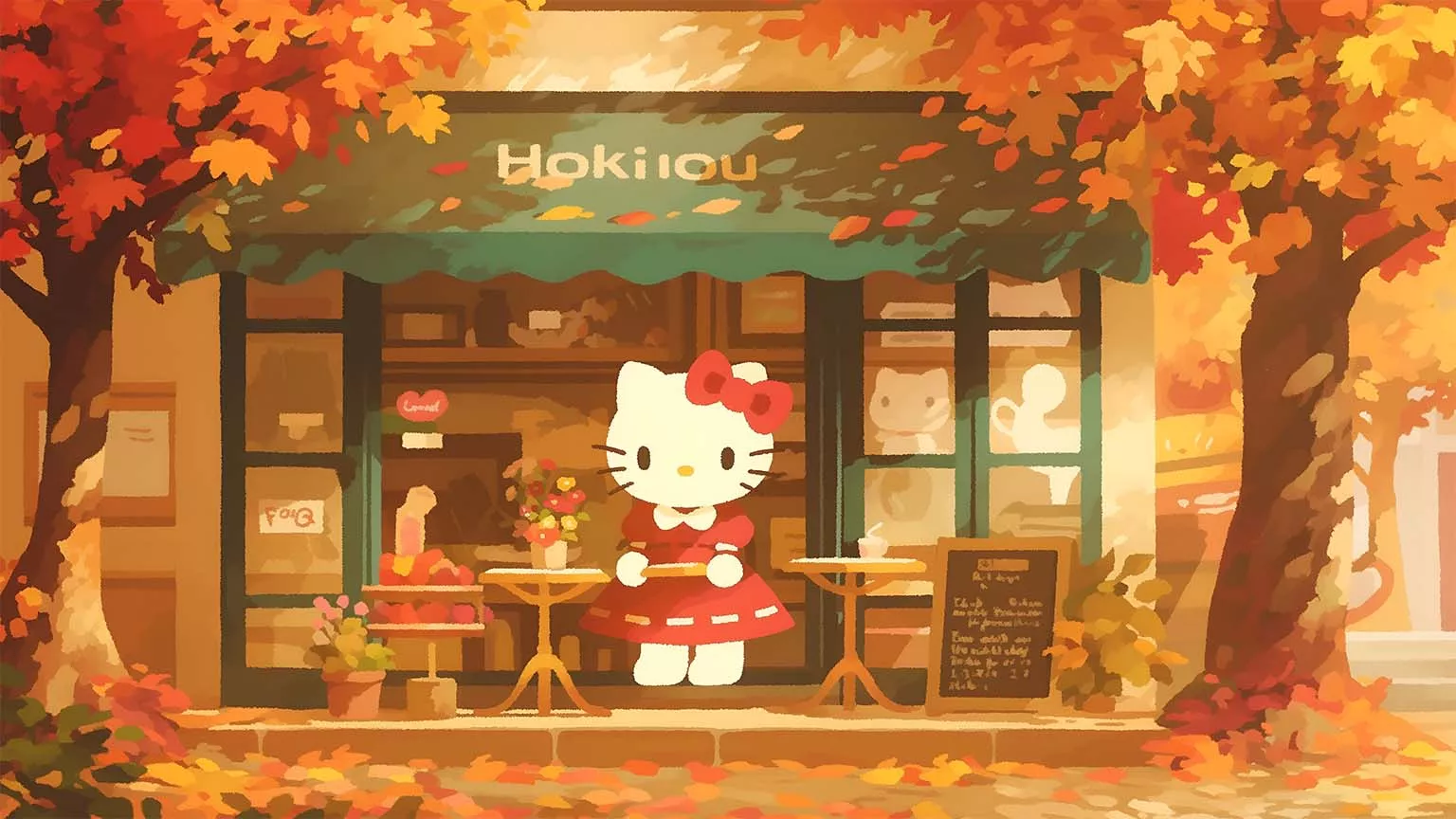 1536x864 Hello Kitty Autumn PC Wallpaper