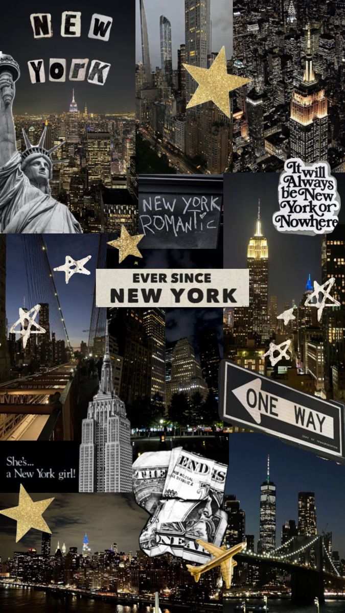 675x1200 nyc, new york night, gold, ever since new york, collage