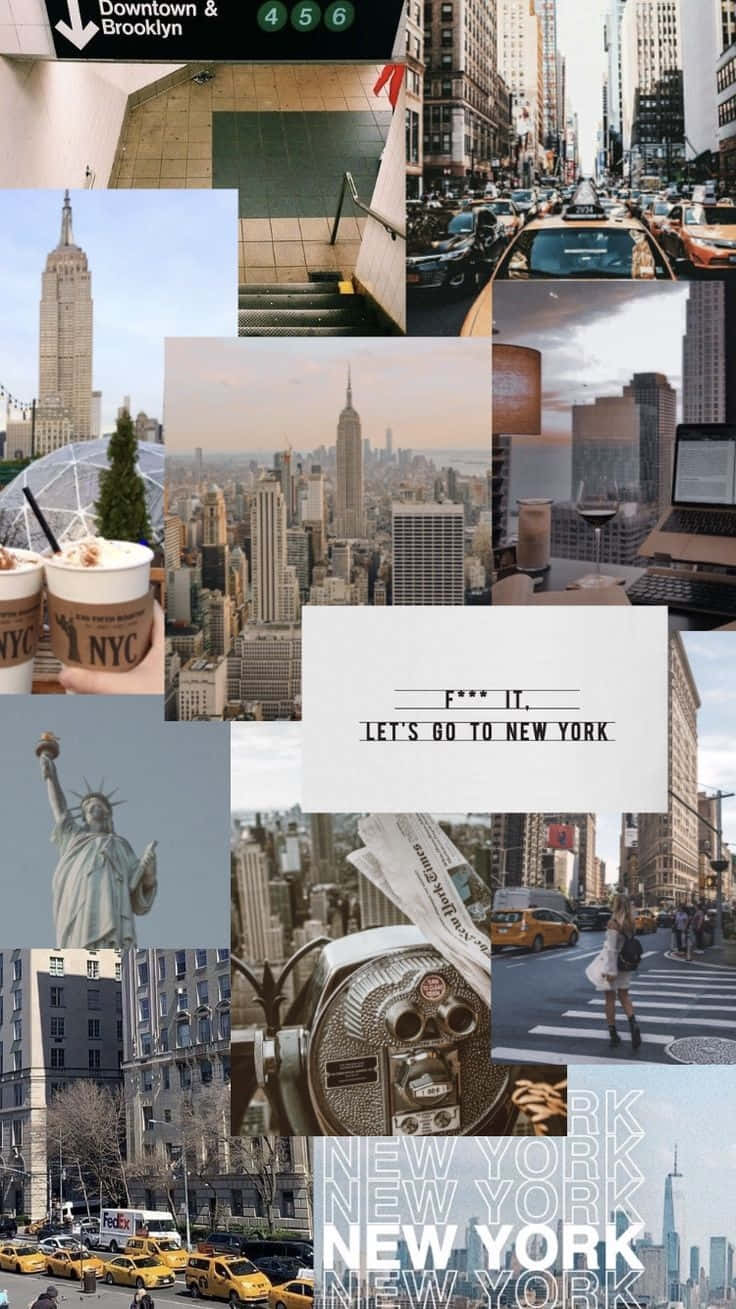 736x1309 Download Downtown Girl New York City Collage Wallpaper