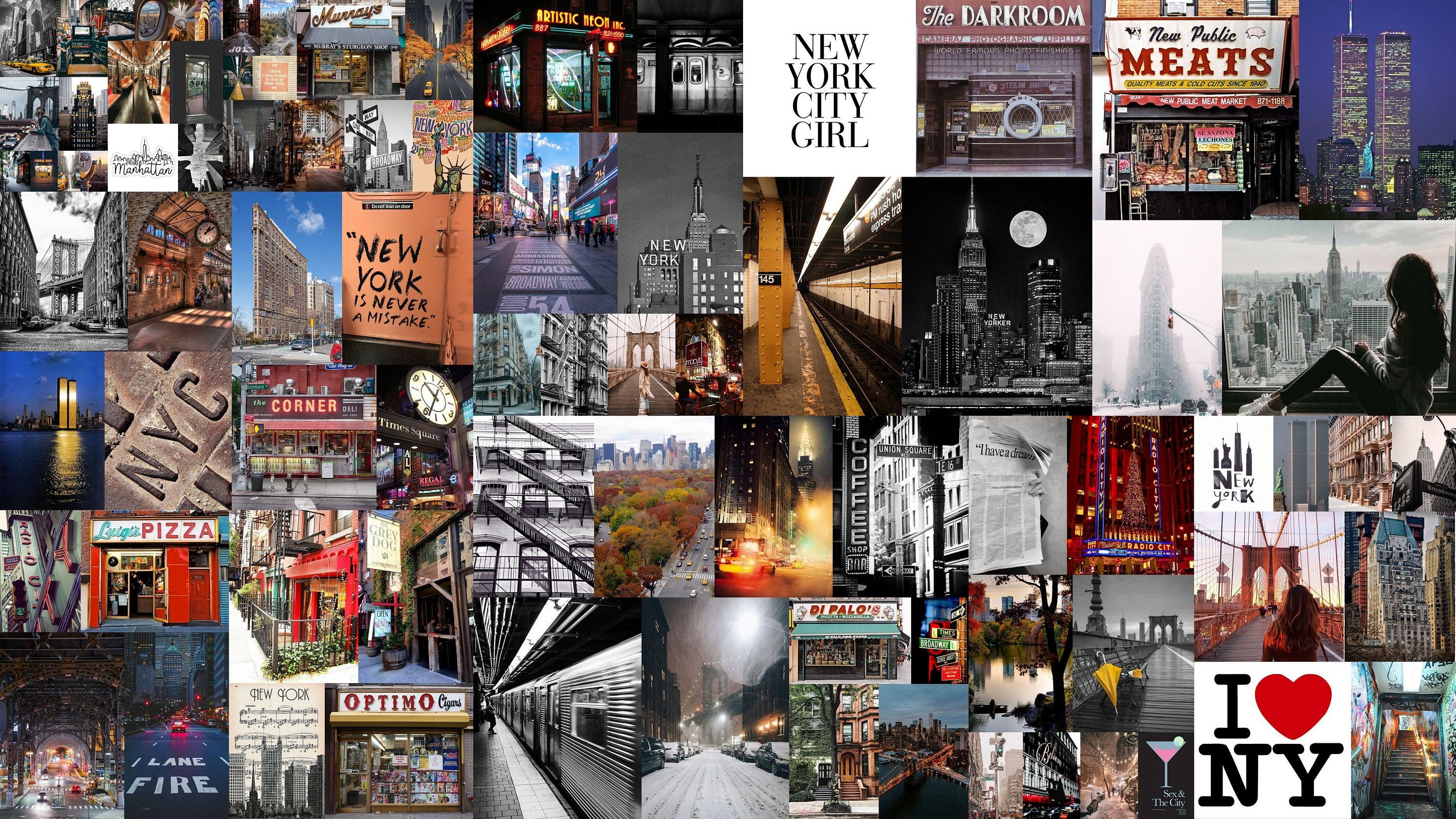 3000x1688 New York City Photo Collage Kit (80 Pieces) (digital Download)