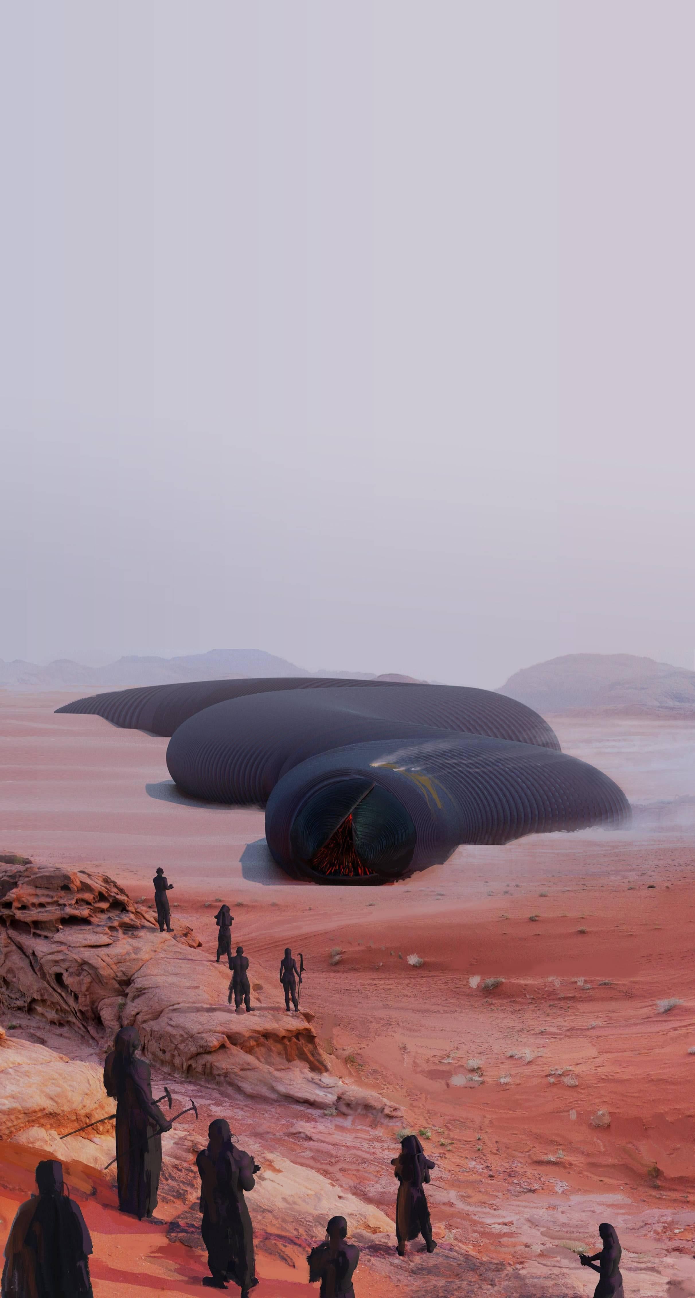 2424x4524 Dune phone wallpaper from my favorite piece depicting a sandworm