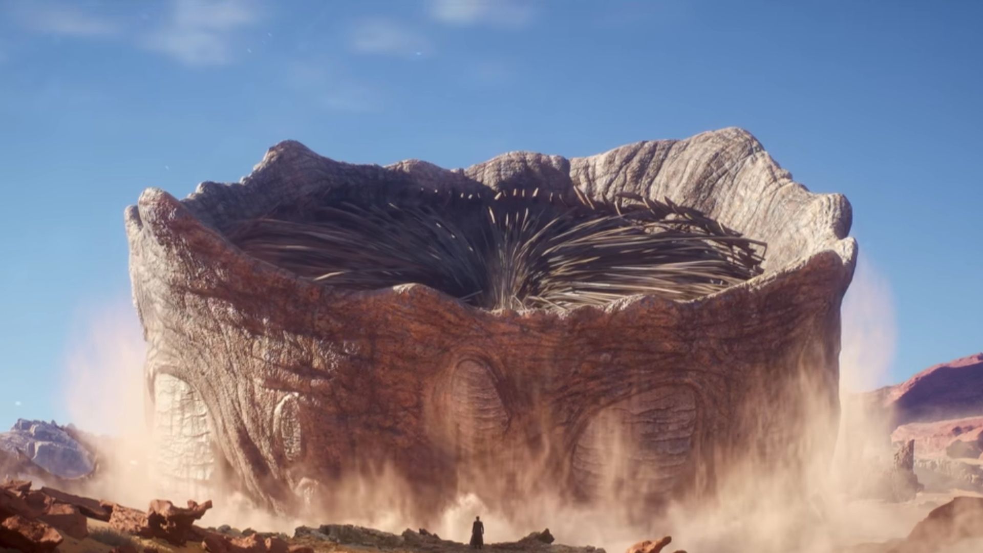 1920x1080 Dune: Awakening dev says when we do bring stuff like sandworm riding into the game, it'll feel like an epic moment like in the movies, but you can't trivialize the sandworm because