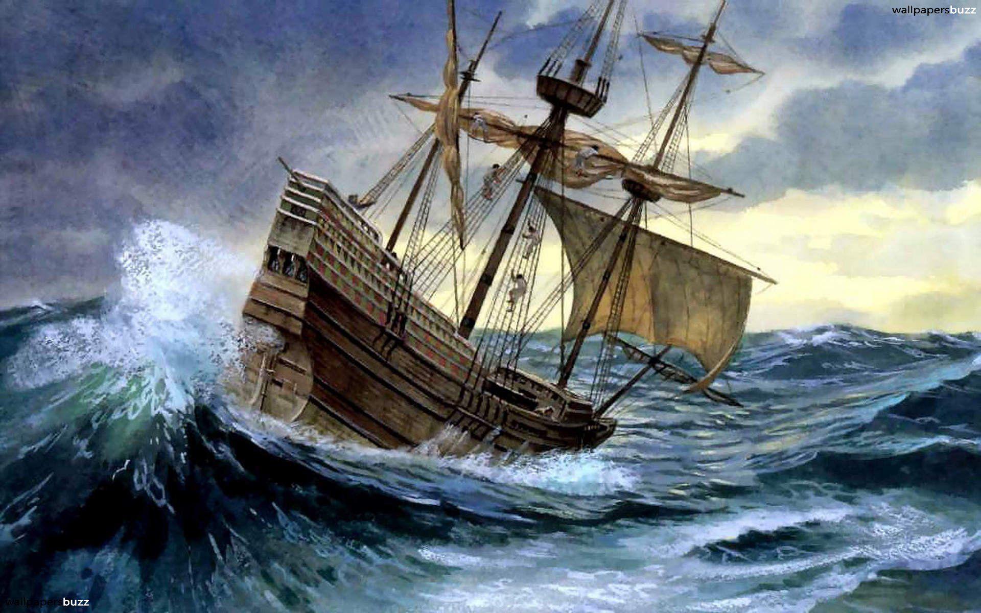 1920x1200 boat in the storm