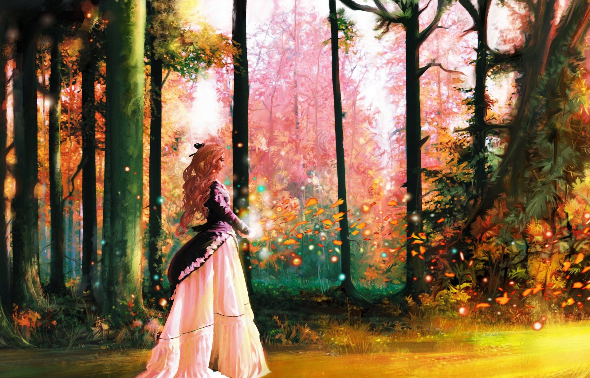 1920x1231 Enchanted Autumn Forest: A Fantasy Fall Painting HD Wallpaper
