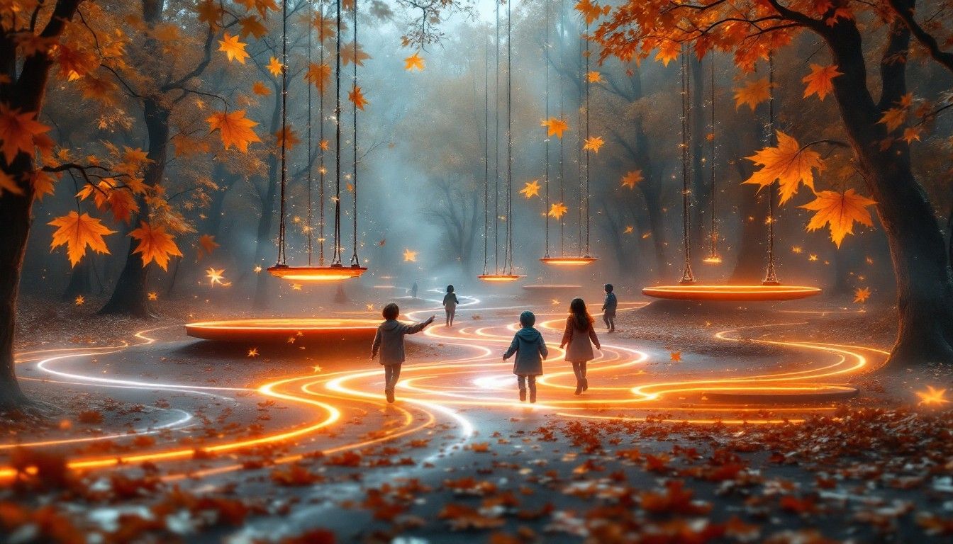 1344x768 Download Magical Autumn Playground Image, Magical, Playground