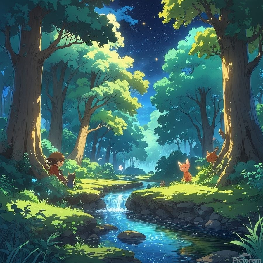 900x900 Viral anime nature wallpaper in 4K quality by idress zenhom Wall Art