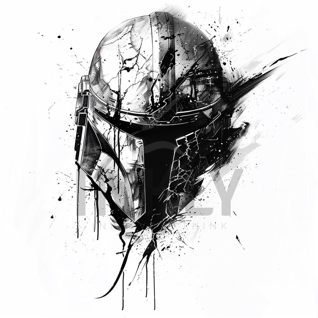 1080x1080 Mandalorian Design Background High Resolution Digital Art PNG Transparent Background. Printable SVG Tattoo Stencil