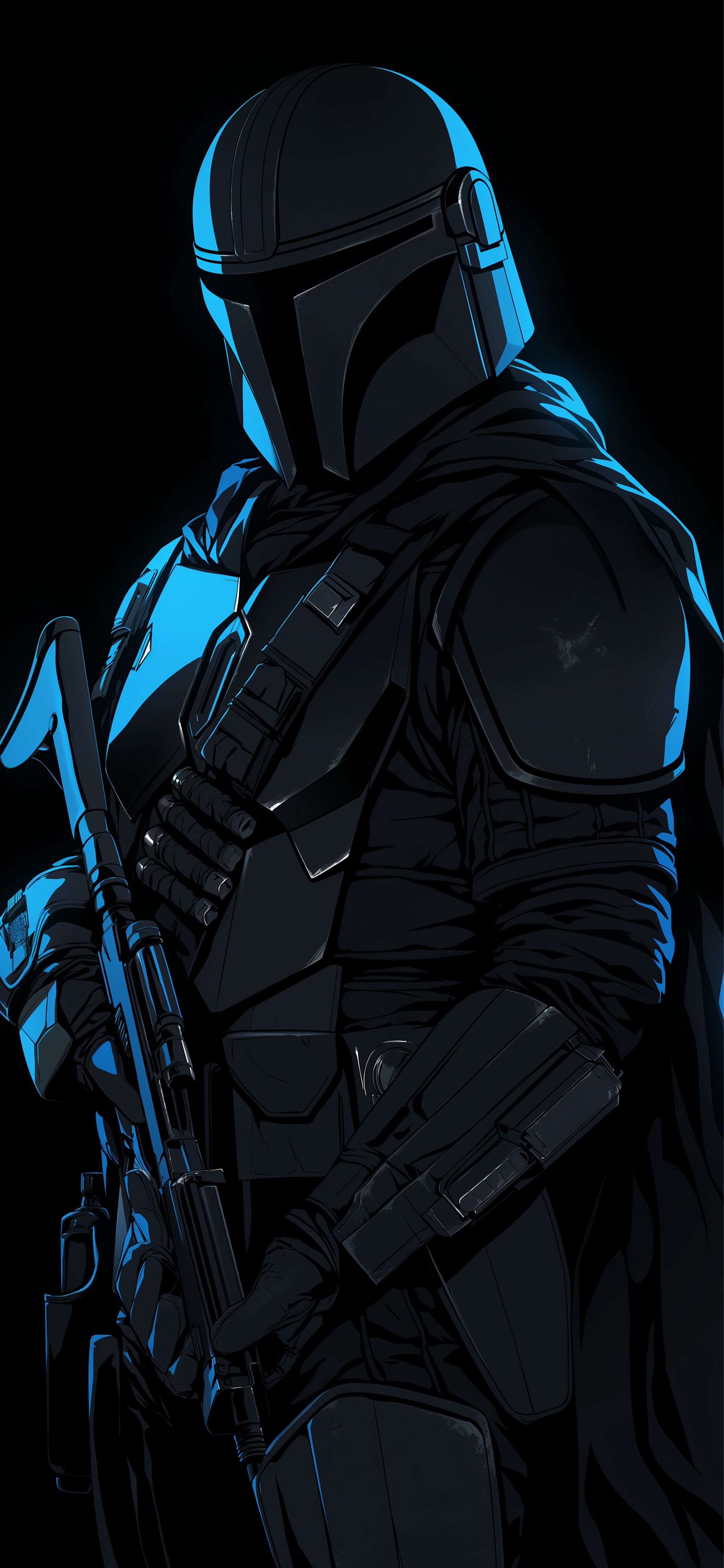 2000x4329 Mandalorian Bounty Hunter Dark Style Wallpaper Fi Wallpaper