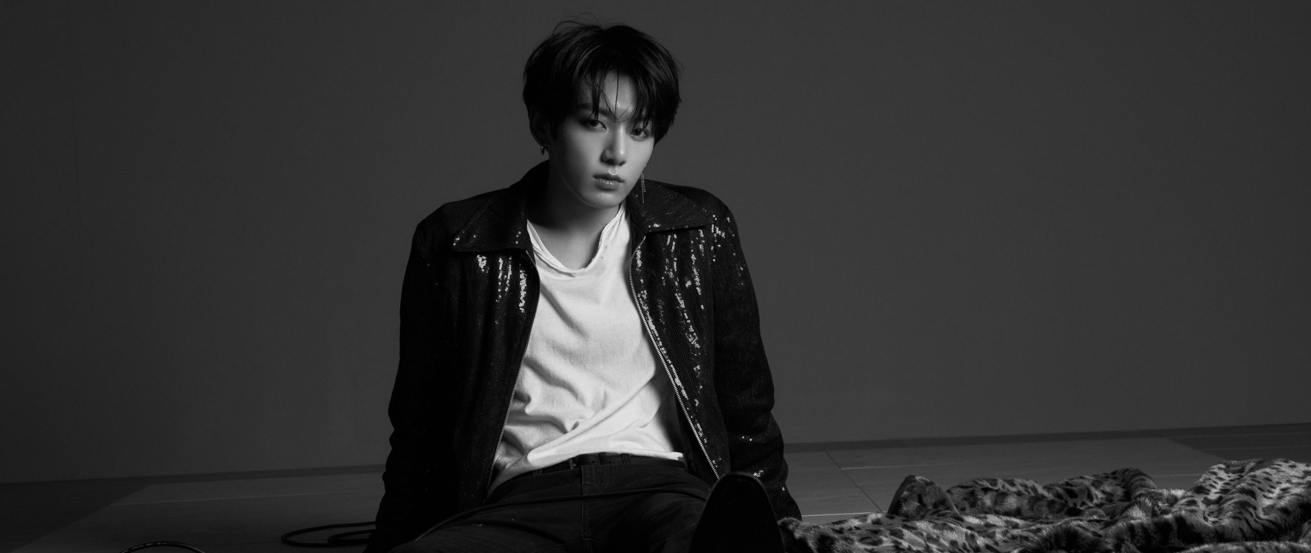 2560x1080 Jungkook Wallpaper 4K, Monochrome, BTS