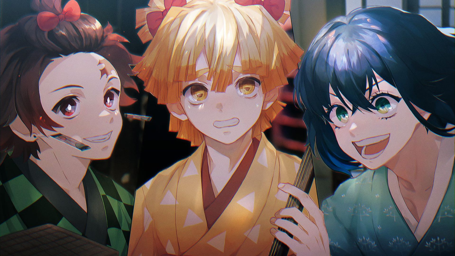 1920x1080 Zenitsu Agatsuma Inosuke Hashibira Tanjiro Kamado HD Demon Slayer Kimetsu no Yaiba Wallpaper