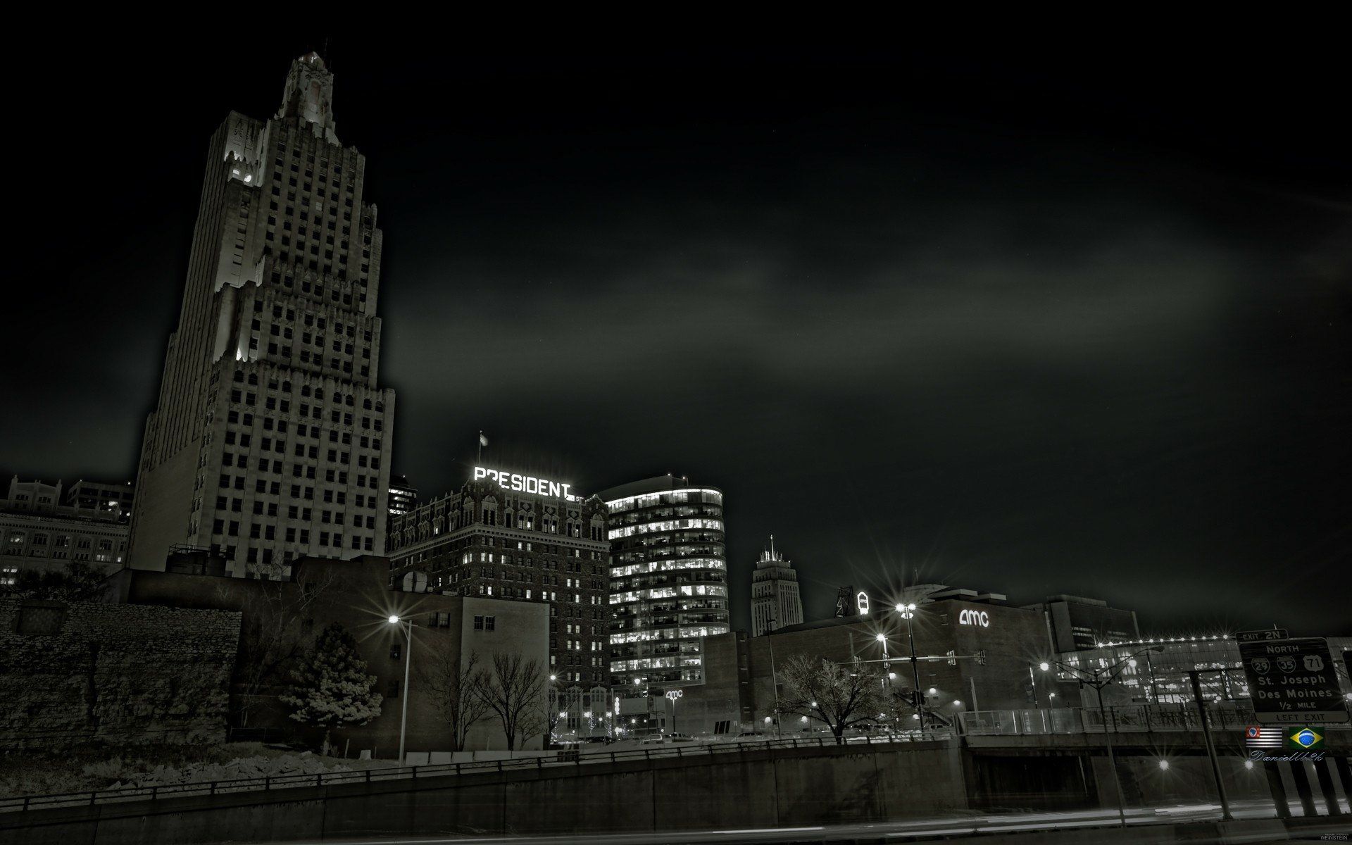 1920x1200 Midnight Metropolis Clouded Skyline (HD Wallpaper)x1200